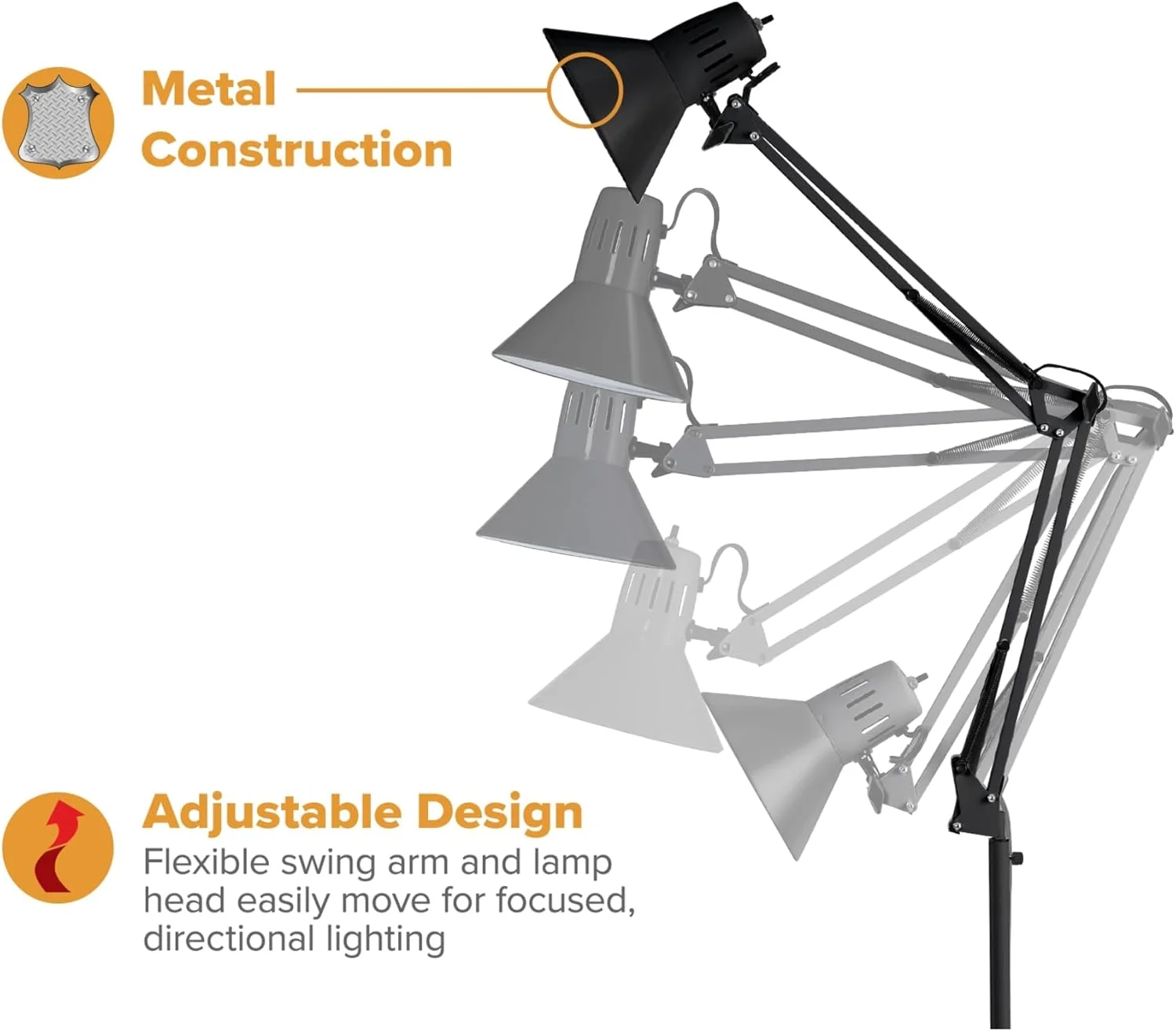 چراغ ایستاده فلزی بازویی Bostitch Office VLF100F، با ارتفاع 72 اینچ و تنظیم چند مفصلی، شامل لامپ LED قابل تعویض (VLF)، مشکی چراغ ایستاده فلزی بازویی Bostitch Office VLF100F، با ارتفاع 72 اینچ و تنظیم چند مفصلی، شامل لامپ LED قابل تعویض (VLF)، مشکی