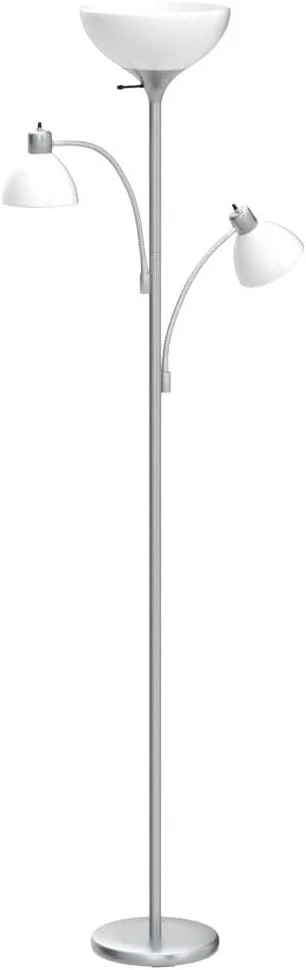 چراغ ایستاده ال ای دی دوتایی Brightech Sky Dome، چراغ ایستاده فوق العاده روشن با 2 چراغ مطالعه برای اتاق نشیمن و دفاتر - چراغ ایستاده بلند قابل تنظیم نور برای مطالعه در اتاق خواب - میله نقره ای بلند چراغ ایستاده ال ای دی دوتایی Brightech Sky Dome، چراغ ایستاده فوق العاده روشن با 2 چراغ مطالعه برای اتاق نشیمن و دفاتر - چراغ ایستاده بلند قابل تنظیم نور برای مطالعه در اتاق خواب - میله نقره ای بلند