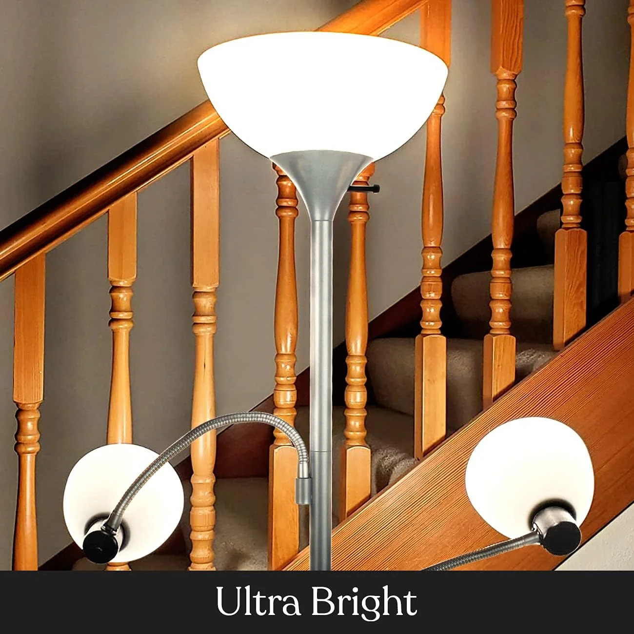 چراغ ایستاده ال ای دی دوتایی Brightech Sky Dome، چراغ ایستاده فوق العاده روشن با 2 چراغ مطالعه برای اتاق نشیمن و دفاتر - چراغ ایستاده بلند قابل تنظیم نور برای مطالعه در اتاق خواب - میله نقره ای بلند چراغ ایستاده ال ای دی دوتایی Brightech Sky Dome، چراغ ایستاده فوق العاده روشن با 2 چراغ مطالعه برای اتاق نشیمن و دفاتر - چراغ ایستاده بلند قابل تنظیم نور برای مطالعه در اتاق خواب - میله نقره ای بلند