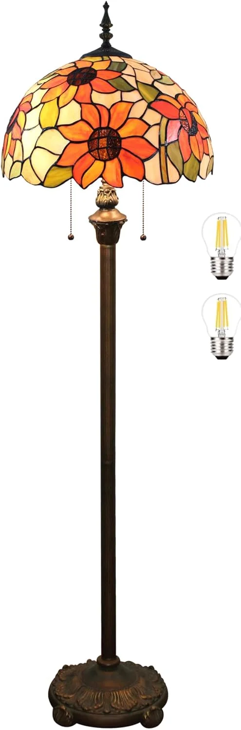 چراغ ایستاده بیدسن تیفانی، چراغ مطالعه شیشه ای رنگی طرح Liaison زرد، چراغ گوشه ای عتیقه 16 اینچی برای دکور اتاق خواب، اتاق نشیمن، خانه و دفتر (A5) چراغ ایستاده بیدسن تیفانی، چراغ مطالعه شیشه ای رنگی طرح Liaison زرد، چراغ گوشه ای عتیقه 16 اینچی برای دکور اتاق خواب، اتاق نشیمن، خانه و دفتر (A5)
