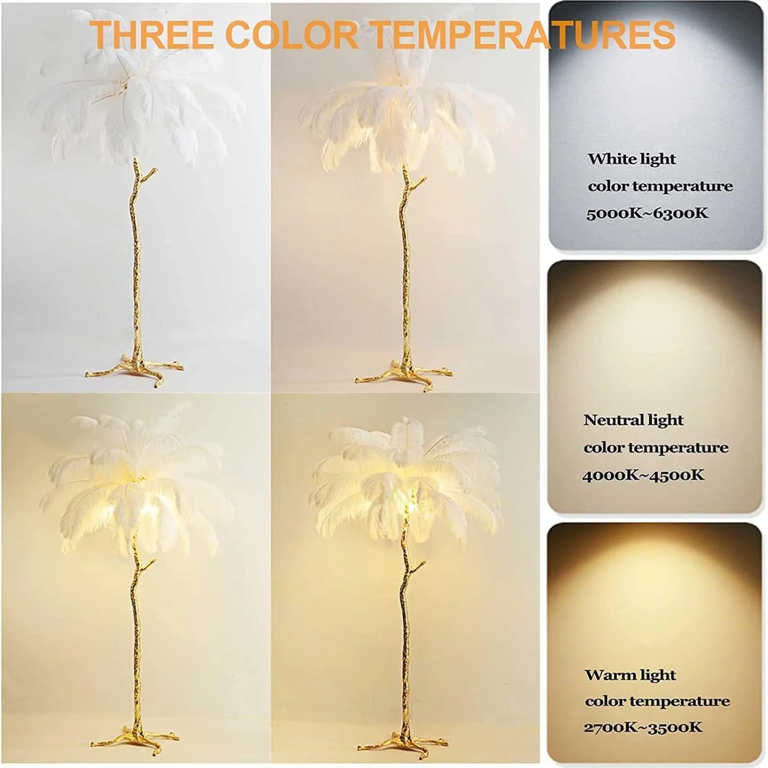 چراغ ایستاده پردار زیبا، چراغ گوشه ای بلند LED با قابلیت تنظیم نور، چراغ نخل درختی شکل پر شترمرغ، چراغ روشنایی رزین مسی سه پایه، دکوراسیون اتاق (سفید) چراغ ایستاده پردار زیبا، چراغ گوشه ای بلند LED با قابلیت تنظیم نور، چراغ نخل درختی شکل پر شترمرغ، چراغ روشنایی رزین مسی سه پایه، دکوراسیون اتاق (سفید)