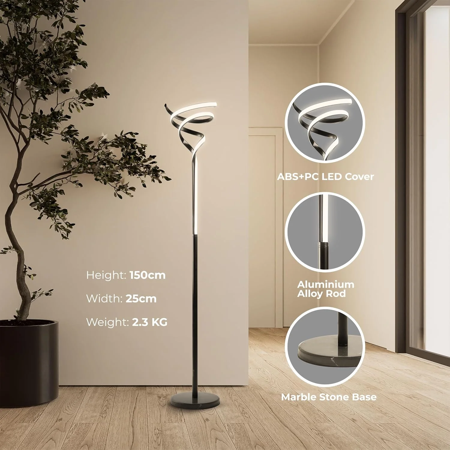 چراغ ایستاده مدرن بستای هوم، ال ای دی 150 سانتی متری قابل تنظیم با کنترل از راه دور برای روشنایی اتاق نشیمن، چراغ بلند 150 سانتی متری برای اتاق خواب، دفاتر - چراغ قطبی مینیمالیستی داخلی (مشکی) چراغ ایستاده مدرن بستای هوم، ال ای دی 150 سانتی متری قابل تنظیم با کنترل از راه دور برای روشنایی اتاق نشیمن، چراغ بلند 150 سانتی متری برای اتاق خواب، دفاتر - چراغ قطبی مینیمالیستی داخلی (مشکی)