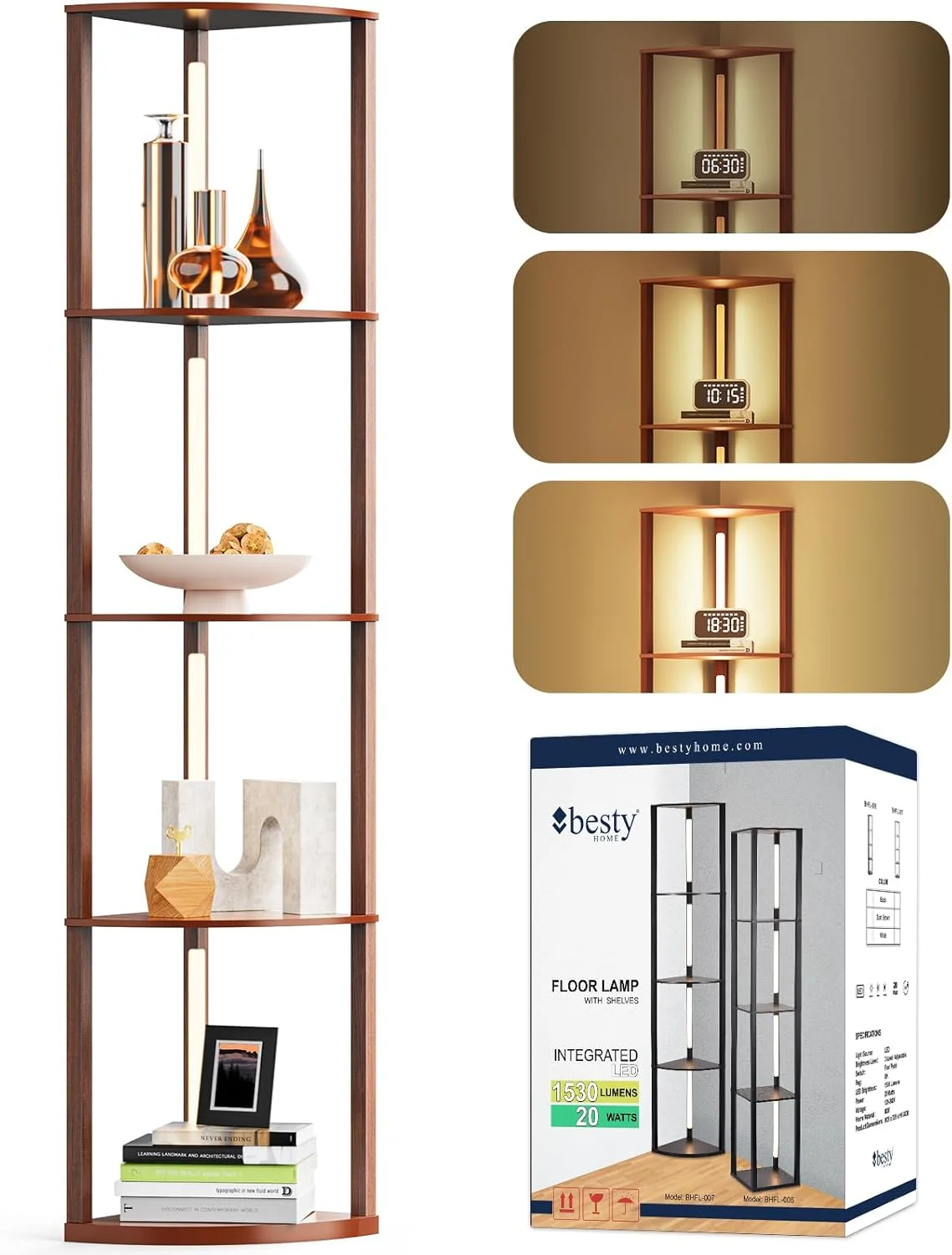 چراغ ایستاده قفسه دار BESTY HOME به عنوان چراغ گوشه ای برای اتاق نشیمن با قفسه با طراحی مینیمالیستی چراغ LED برای دکوراسیون منزل و محل کار با چوب جامد واقعی با چراغ برای اتاق خواب (چهارگانه، قهوه ای تیره) چراغ ایستاده قفسه دار BESTY HOME به عنوان چراغ گوشه ای برای اتاق نشیمن با قفسه با طراحی مینیمالیستی چراغ LED برای دکوراسیون منزل و محل کار با چوب جامد واقعی با چراغ برای اتاق خواب (چهارگانه، قهوه ای تیره)