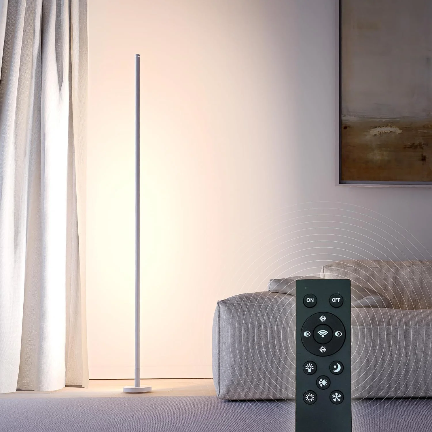 چراغ ایستاده LED، چراغ کف قابل تنظیم با کنترل از راه دور، چراغ ایستاده مدرن و باریک با 3 دمای رنگی برای مطالعه، اتاق نشیمن، اتاق خواب و دفاتر (سفید - استاندارد، 150 سانتی متر) چراغ ایستاده LED، چراغ کف قابل تنظیم با کنترل از راه دور، چراغ ایستاده مدرن و باریک با 3 دمای رنگی برای مطالعه، اتاق نشیمن، اتاق خواب و دفاتر (سفید - استاندارد، 150 سانتی متر)