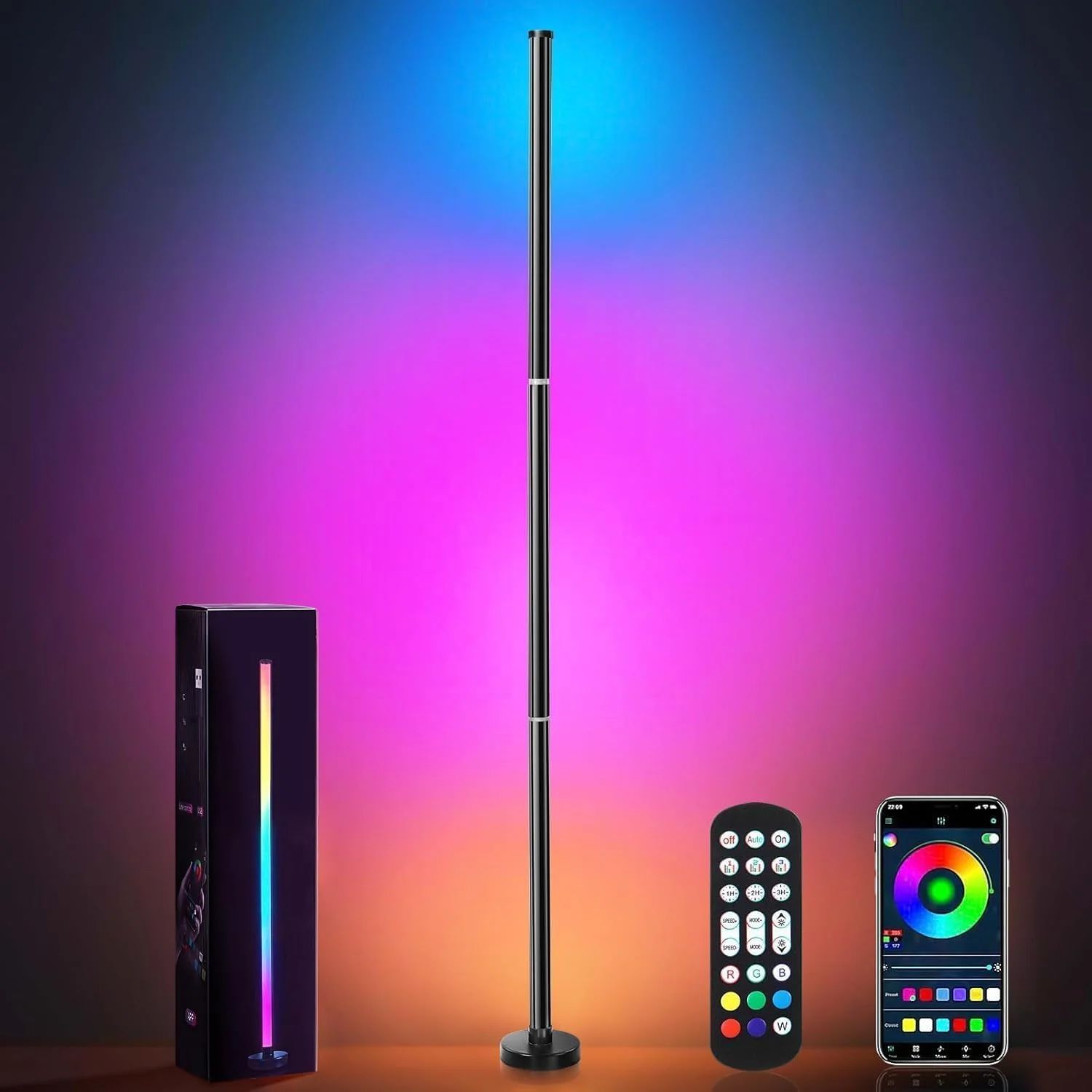 چراغ ایستاده کنج RGB BEAPHIE، ال ای دی تغییر رنگ دهنده 48 اینچی، با ریموت کنترل و کنترل برنامه، همگام سازی موسیقی، چراغ کنج مدرن با حالت DIY خلاقانه و زمان بندی، برای اتاق نشیمن، اتاق بازی چراغ ایستاده کنج RGB BEAPHIE، ال ای دی تغییر رنگ دهنده 48 اینچی، با ریموت کنترل و کنترل برنامه، همگام سازی موسیقی، چراغ کنج مدرن با حالت DIY خلاقانه و زمان بندی، برای اتاق نشیمن، اتاق بازی