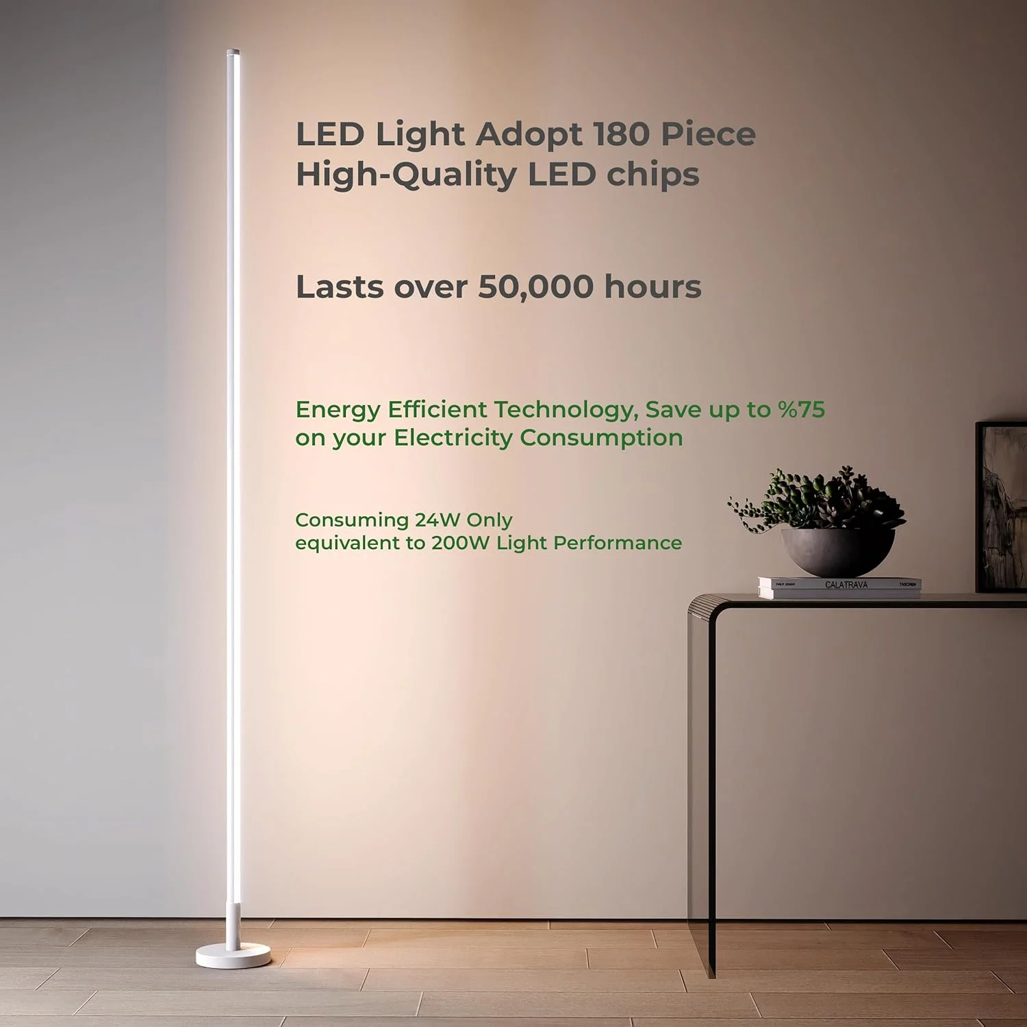 چراغ ایستاده LED، چراغ کف قابل تنظیم با کنترل از راه دور، چراغ ایستاده مدرن و باریک با 3 دمای رنگی برای مطالعه، اتاق نشیمن، اتاق خواب و دفاتر (سفید - استاندارد، 150 سانتی متر)