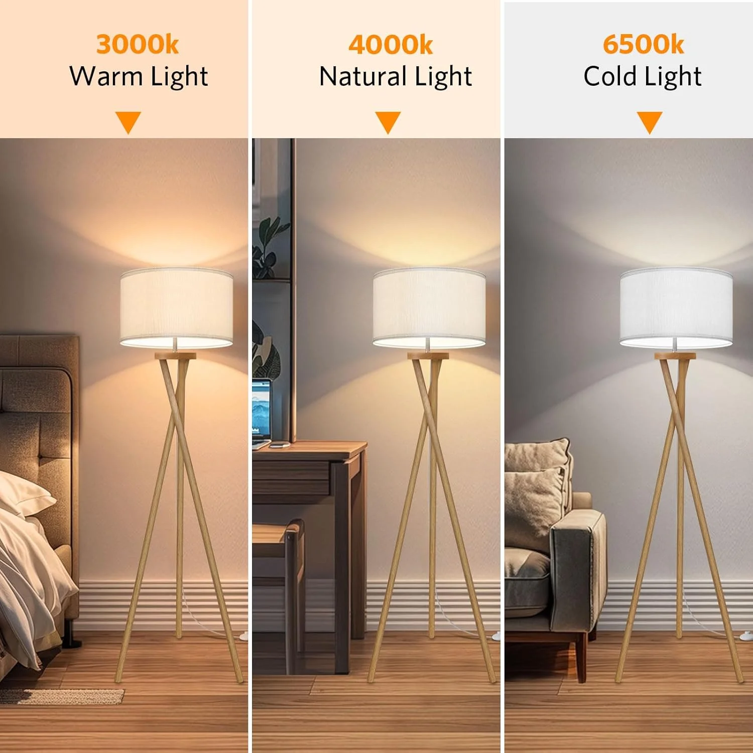 چراغ ایستاده چوبی BBHome برای اتاق نشیمن، چراغ ایستاده اسکاندیناویایی با لامپ LED E27 9W 3000K/4000K/6500K، چراغ ایستاده سه پایه با آباژور سفید، چراغ ایستاده LED مدرن برای اتاق نشیمن، اتاق خواب و دفتر کار چراغ ایستاده چوبی BBHome برای اتاق نشیمن، چراغ ایستاده اسکاندیناویایی با لامپ LED E27 9W 3000K/4000K/6500K، چراغ ایستاده سه پایه با آباژور سفید، چراغ ایستاده LED مدرن برای اتاق نشیمن، اتاق خواب و دفتر کار