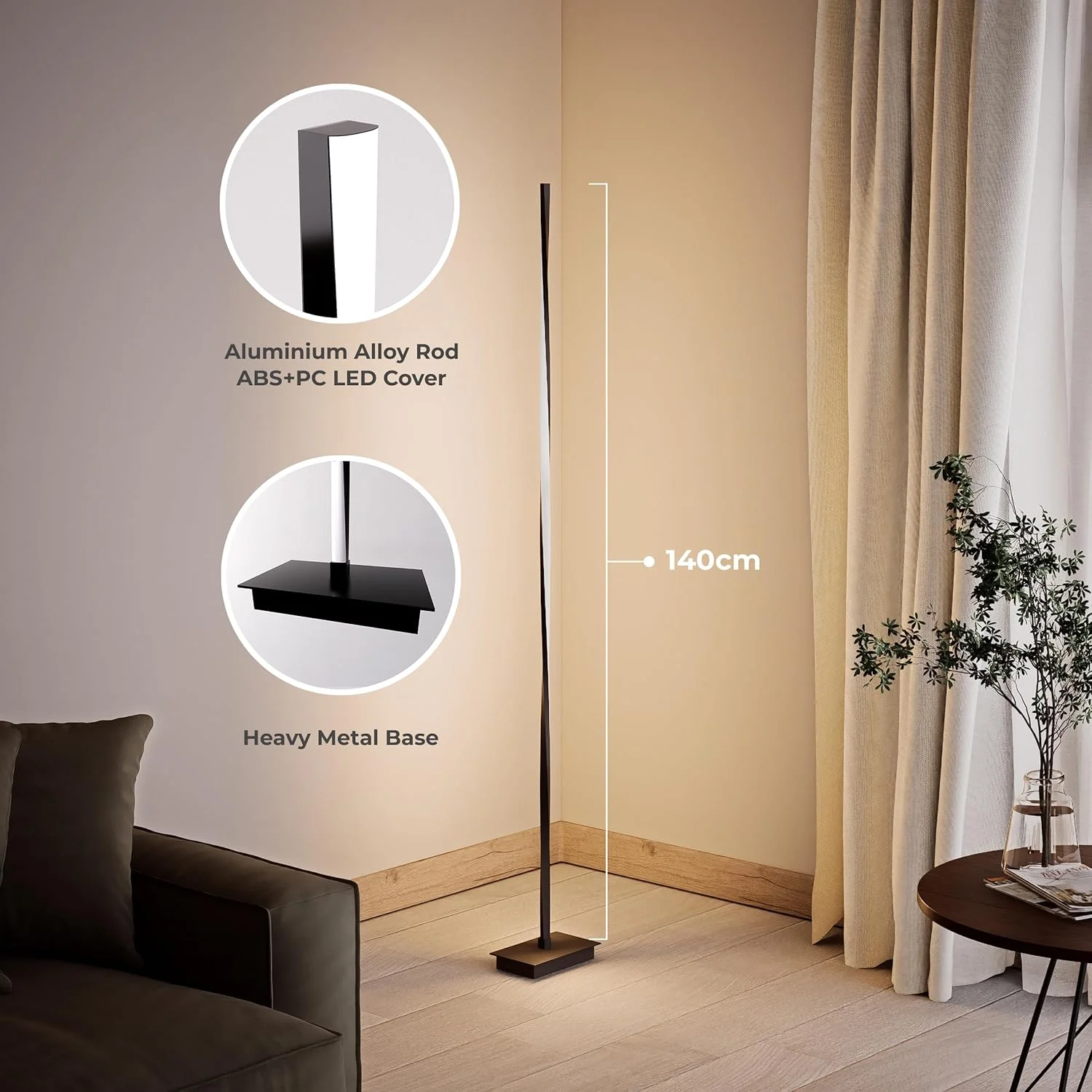 چراغ ایستاده LED مدرن و پیچ خورده BESTY HOME با کنترل از راه دور برای روشنایی روشن اتاق نشیمن، چراغ بلند 140 سانتی متری برای اتاق خواب، دفاتر - کم نور شونده، چراغ قطبی داخلی معاصر (مشکی مات، 140 سانتی متر) چراغ ایستاده LED مدرن و پیچ خورده BESTY HOME با کنترل از راه دور برای روشنایی روشن اتاق نشیمن، چراغ بلند 140 سانتی متری برای اتاق خواب، دفاتر - کم نور شونده، چراغ قطبی داخلی معاصر (مشکی مات، 140 سانتی متر)