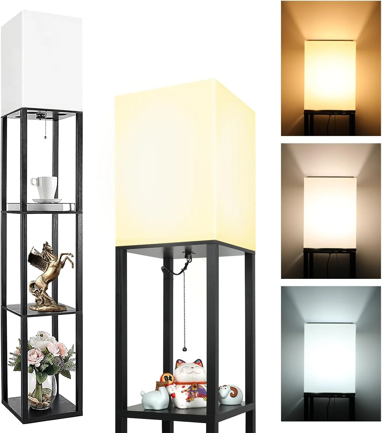 چراغ ایستاده Baytion، چراغ ایستاده نمایشگر با لامپ سه دمایی و آباژور، چراغ ایستاده بلند با پایه E27 برای اتاق نشیمن، اتاق خواب، دفتر کار، بالکن (مشکی شیک) چراغ ایستاده Baytion، چراغ ایستاده نمایشگر با لامپ سه دمایی و آباژور، چراغ ایستاده بلند با پایه E27 برای اتاق نشیمن، اتاق خواب، دفتر کار، بالکن (مشکی شیک)