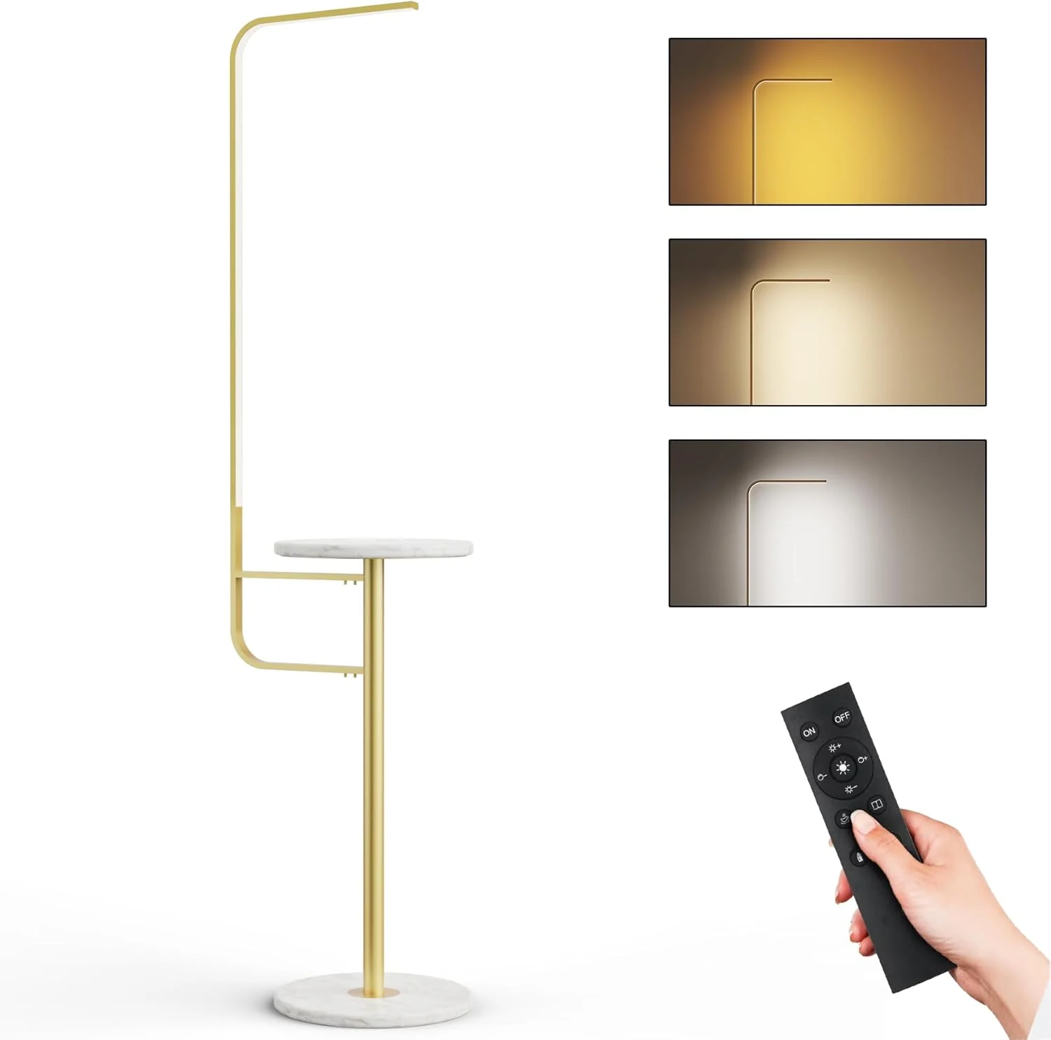 چراغ ایستاده و میز کنار مبلی بستای هوم، چراغ LED مدرن و دیمر پذیر مناسب اتاق نشیمن، اتاق خواب، مطالعه، کنار مبل، میز قهوه، چراغ خواب بلند با کنترل از راه دور - 155 سانتی متر (طلایی) چراغ ایستاده و میز کنار مبلی بستای هوم، چراغ LED مدرن و دیمر پذیر مناسب اتاق نشیمن، اتاق خواب، مطالعه، کنار مبل، میز قهوه، چراغ خواب بلند با کنترل از راه دور - 155 سانتی متر (طلایی)