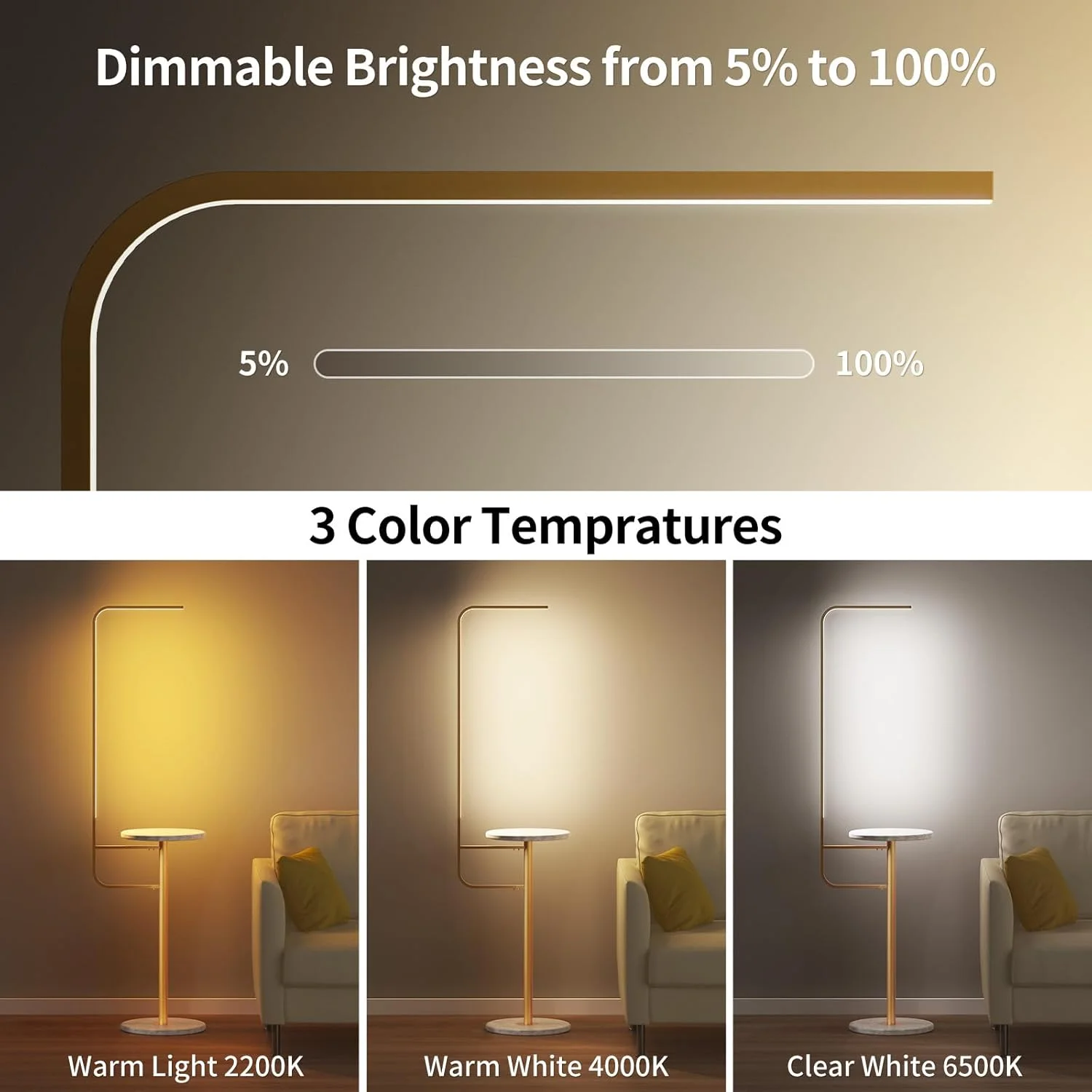 چراغ ایستاده و میز کنار مبلی بستای هوم، چراغ LED مدرن و دیمر پذیر مناسب اتاق نشیمن، اتاق خواب، مطالعه، کنار مبل، میز قهوه، چراغ خواب بلند با کنترل از راه دور - 155 سانتی متر (طلایی) چراغ ایستاده و میز کنار مبلی بستای هوم، چراغ LED مدرن و دیمر پذیر مناسب اتاق نشیمن، اتاق خواب، مطالعه، کنار مبل، میز قهوه، چراغ خواب بلند با کنترل از راه دور - 155 سانتی متر (طلایی)