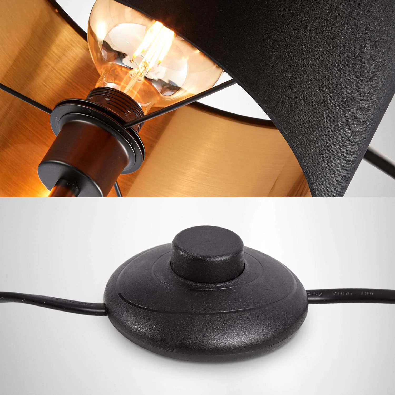 چراغ ایستاده B.K.Licht رترو مشکی طلایی پارچه ای صنعتی داخلی وینتیج مناسب مطالعه ارتفاع: 142 سانتی متر سرپیچ E27 چراغ ایستاده B.K.Licht رترو مشکی طلایی پارچه ای صنعتی داخلی وینتیج مناسب مطالعه ارتفاع: 142 سانتی متر سرپیچ E27