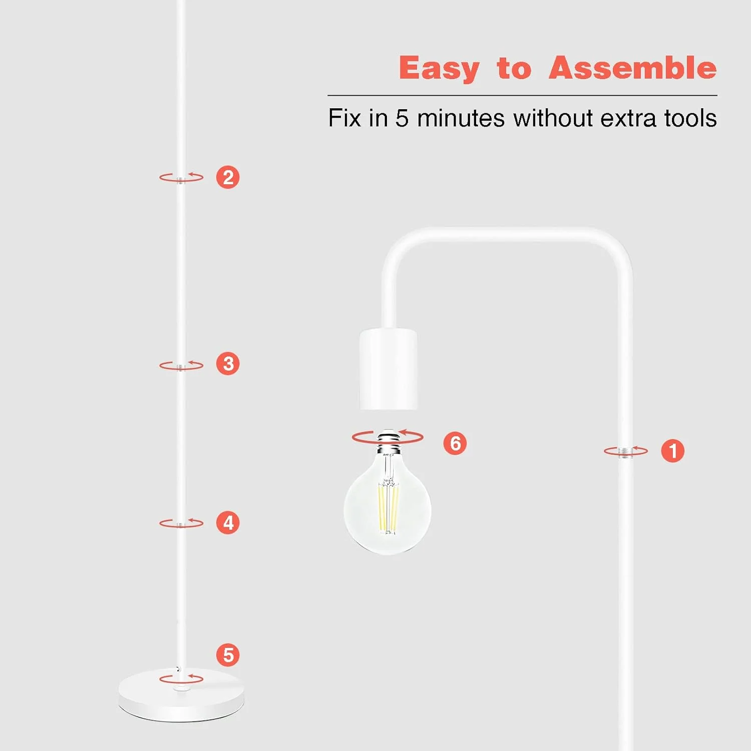 چراغ ایستاده فلزی منحنی رترو BBHome، چراغ کف مینیمالیستی با سوئیچ پایی برای اتاق خواب، اتاق نشیمن، مطالعه، دفتر کار، ارتفاع 165 سانتی متر، سرپیچ E27 (سفید) چراغ ایستاده فلزی منحنی رترو BBHome، چراغ کف مینیمالیستی با سوئیچ پایی برای اتاق خواب، اتاق نشیمن، مطالعه، دفتر کار، ارتفاع 165 سانتی متر، سرپیچ E27 (سفید)