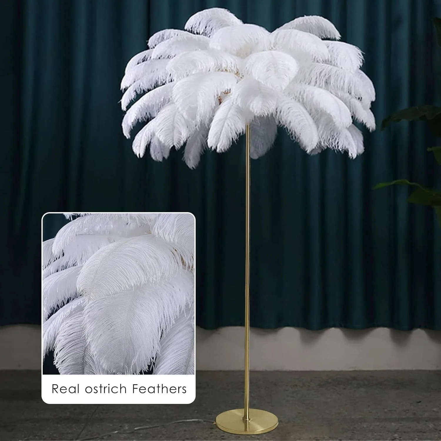 چراغ ایستاده پر AZMANI، چراغ کف مدرن پر شترمرغ LED با قابلیت تنظیم نور، چراغ کف تزئینی برای اتاق خواب و اتاق نشیمن، چراغ کف پر رزینی، سفید، بزرگ چراغ ایستاده پر AZMANI، چراغ کف مدرن پر شترمرغ LED با قابلیت تنظیم نور، چراغ کف تزئینی برای اتاق خواب و اتاق نشیمن، چراغ کف پر رزینی، سفید، بزرگ