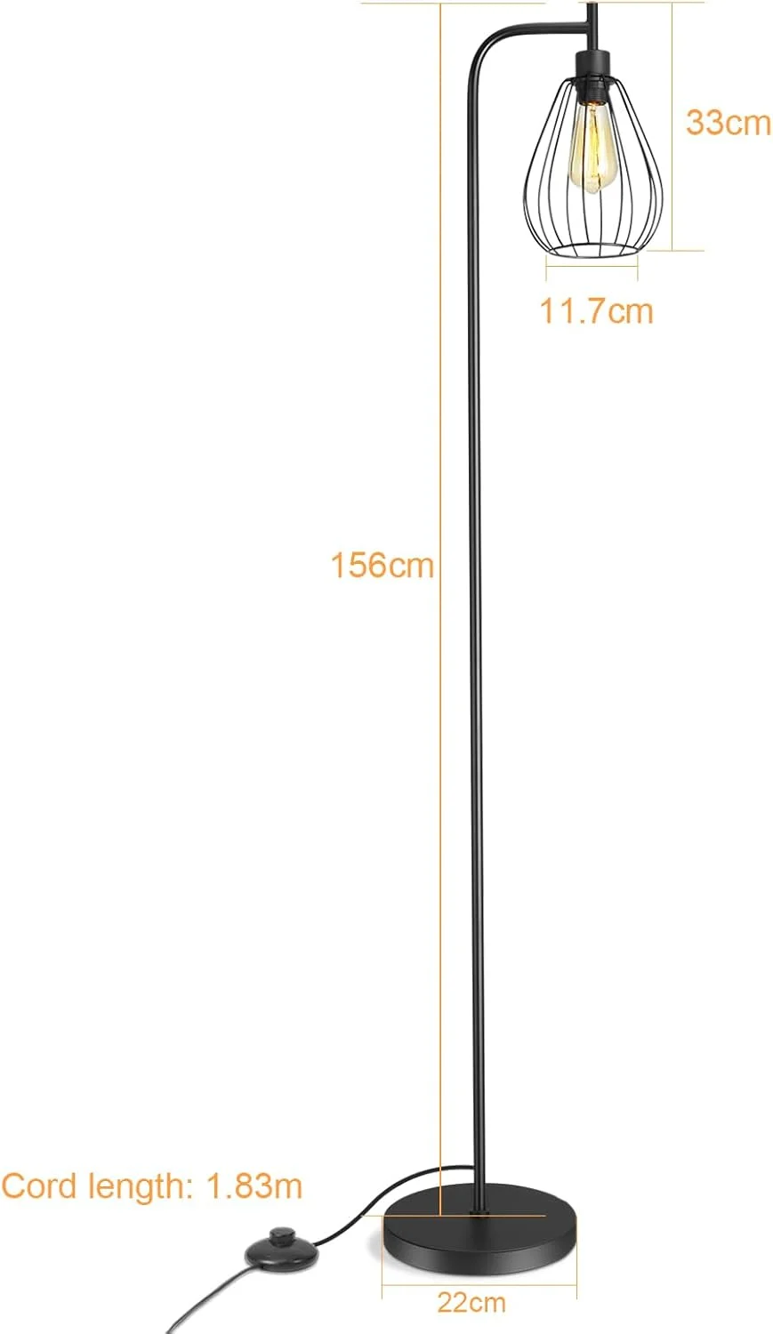 چراغ ایستاده صنعتی، چراغ پایه بلند مشکی با سر قفس قطرهای، چراغ ایستاده تمام فلزی روستیک با کلید پایی برای اتاق خواب، اتاق نشیمن، دفتر کار مزرعه چراغ ایستاده صنعتی، چراغ پایه بلند مشکی با سر قفس قطرهای، چراغ ایستاده تمام فلزی روستیک با کلید پایی برای اتاق خواب، اتاق نشیمن، دفتر کار مزرعه