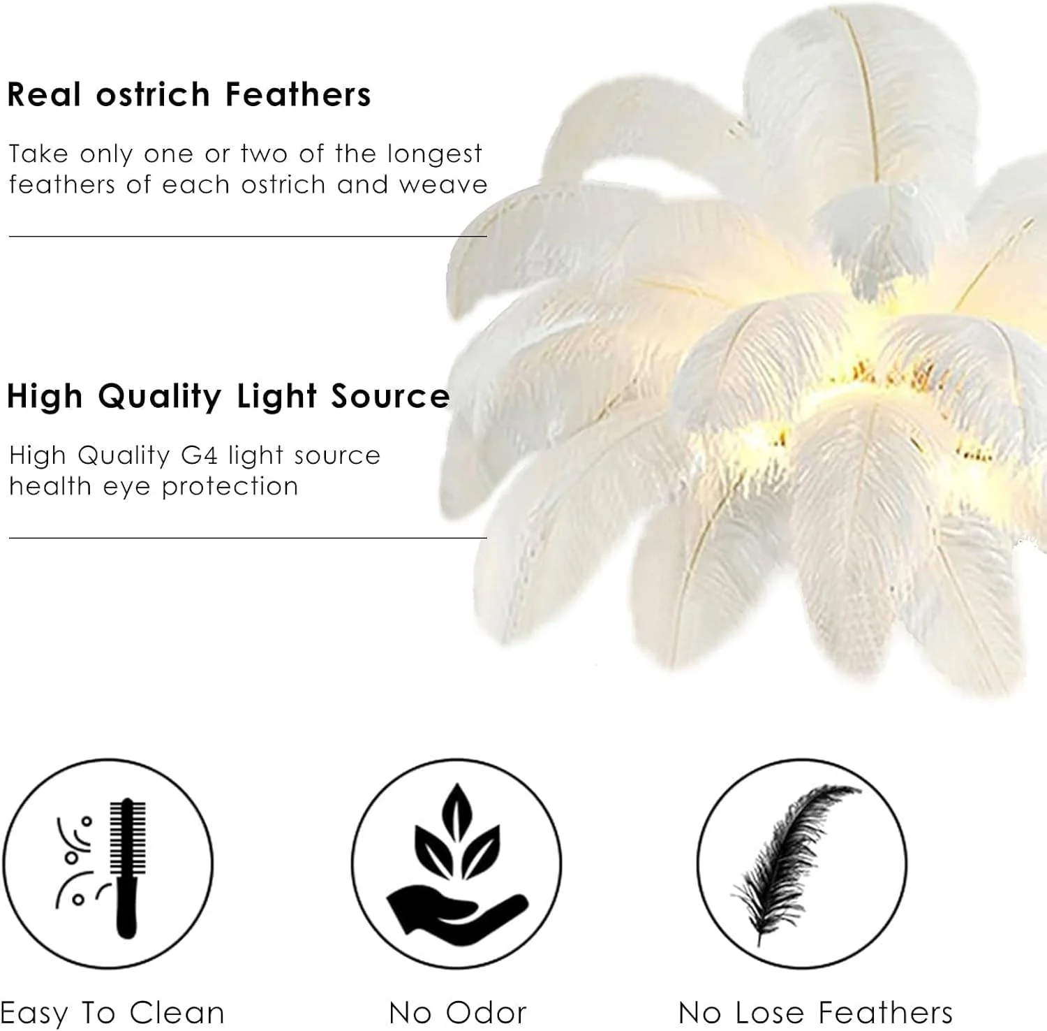 آباژور ایستاده پر شترمرغی AZMANI برای اتاق نشیمن، چراغ ایستاده با پر شترمرغ طبیعی با کلید پایی، ارتفاع 160 سانتی متر، سفید، بزرگ آباژور ایستاده پر شترمرغی AZMANI برای اتاق نشیمن، چراغ ایستاده با پر شترمرغ طبیعی با کلید پایی، ارتفاع 160 سانتی متر، سفید، بزرگ