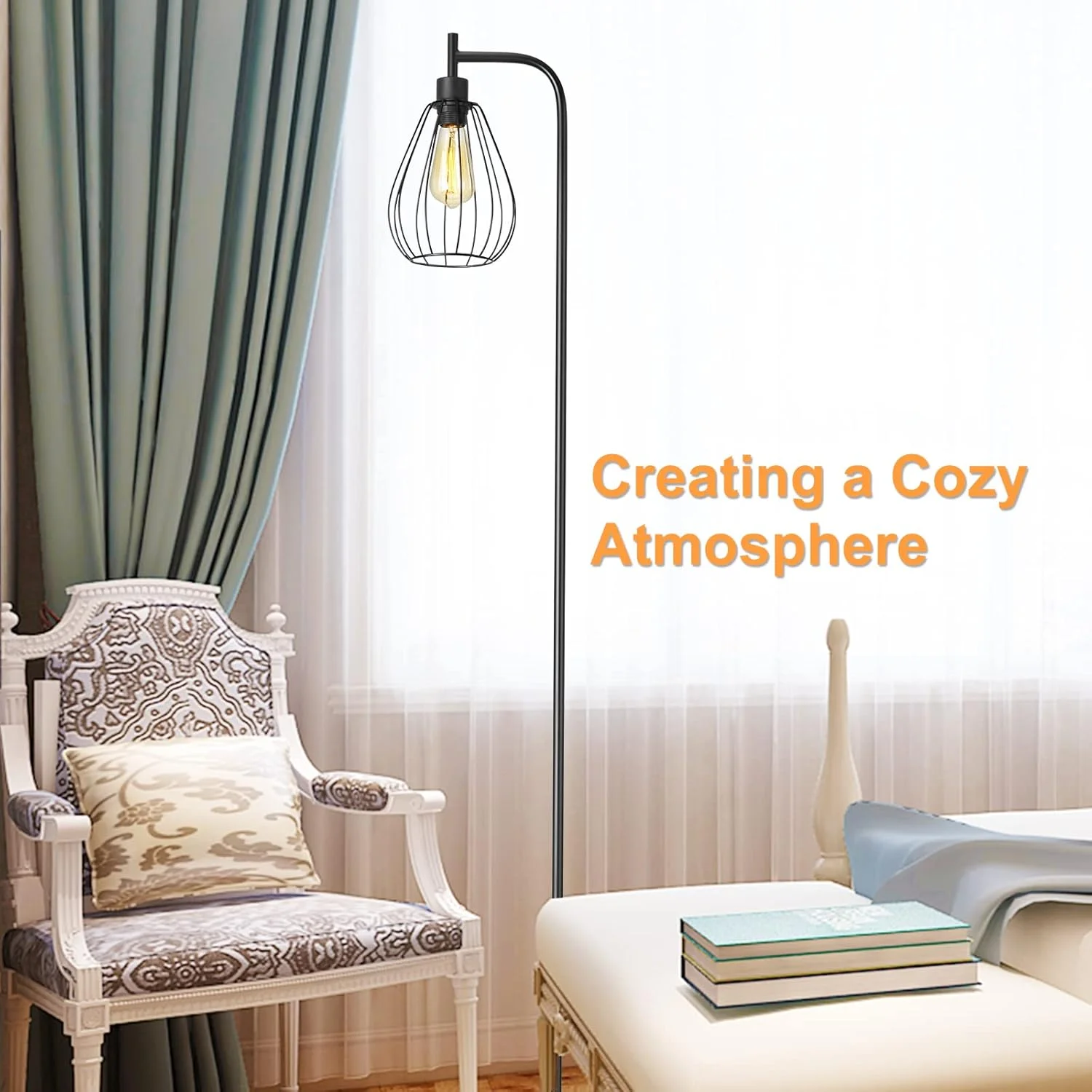 چراغ ایستاده صنعتی، چراغ پایه بلند مشکی با سر قفس قطرهای، چراغ ایستاده تمام فلزی روستیک با کلید پایی برای اتاق خواب، اتاق نشیمن، دفتر کار مزرعه چراغ ایستاده صنعتی، چراغ پایه بلند مشکی با سر قفس قطرهای، چراغ ایستاده تمام فلزی روستیک با کلید پایی برای اتاق خواب، اتاق نشیمن، دفتر کار مزرعه