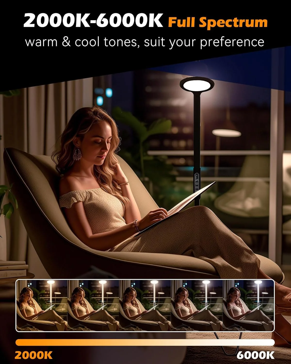 چراغ ایستاده نور درمانی Aoife، لامپ نور درمانی طیف کامل 11000 لوکس، لامپ نور خورشید بدون اشعه ماوراء بنفش با 10 دمای رنگ و 10 سطح روشنایی (مشکی) چراغ ایستاده نور درمانی Aoife، لامپ نور درمانی طیف کامل 11000 لوکس، لامپ نور خورشید بدون اشعه ماوراء بنفش با 10 دمای رنگ و 10 سطح روشنایی (مشکی)