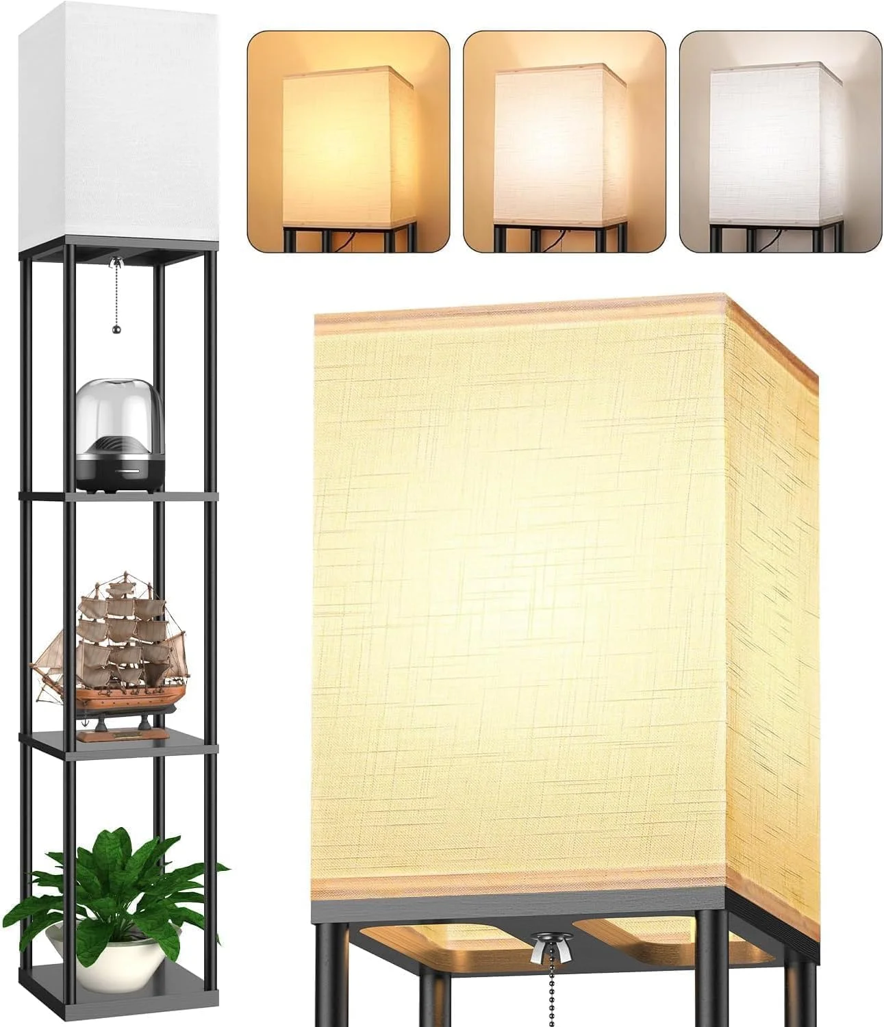 آباژور ایستاده AOOEDDI، آباژور قفسه دار مدرن، با لامپ سه رنگ و چراغ های نمایشگر کلاهک، چراغ های نمایشگر گوشه ای برای اتاق نشیمن، اتاق خواب و دفتر کار آباژور ایستاده AOOEDDI، آباژور قفسه دار مدرن، با لامپ سه رنگ و چراغ های نمایشگر کلاهک، چراغ های نمایشگر گوشه ای برای اتاق نشیمن، اتاق خواب و دفتر کار