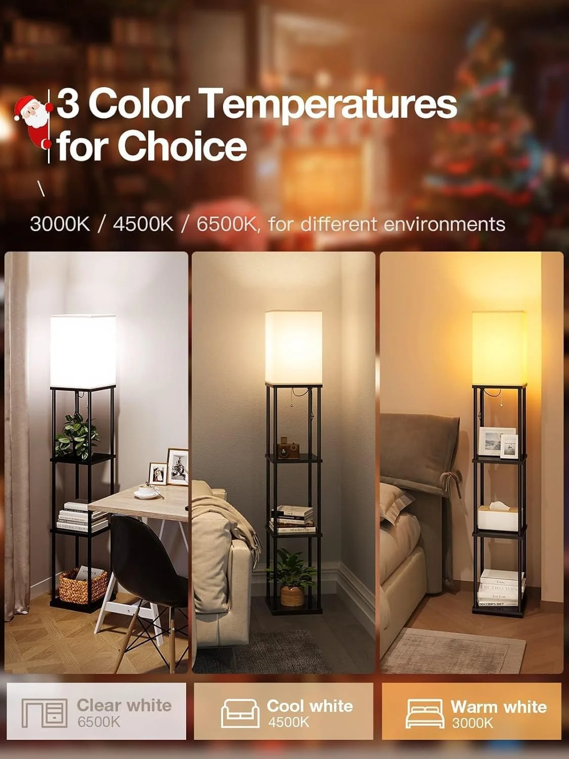 آباژور ایستاده AOOEDDI، آباژور قفسه دار مدرن، با لامپ سه رنگ و چراغ های نمایشگر کلاهک، چراغ های نمایشگر گوشه ای برای اتاق نشیمن، اتاق خواب و دفتر کار آباژور ایستاده AOOEDDI، آباژور قفسه دار مدرن، با لامپ سه رنگ و چراغ های نمایشگر کلاهک، چراغ های نمایشگر گوشه ای برای اتاق نشیمن، اتاق خواب و دفتر کار