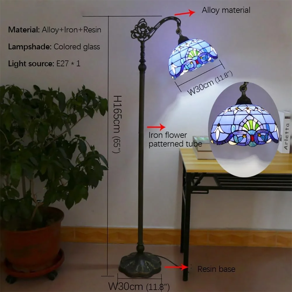 چراغ ایستاده LED رترو آمریکایی، لوکس اروپایی، خلاقانه، مناسب اتاق نشیمن، اتاق خواب، مطالعه، ویلا، هتل، چراغ مطالعه شیشه ای رنگی (مدل 8) چراغ ایستاده LED رترو آمریکایی، لوکس اروپایی، خلاقانه، مناسب اتاق نشیمن، اتاق خواب، مطالعه، ویلا، هتل، چراغ مطالعه شیشه ای رنگی (مدل 8)