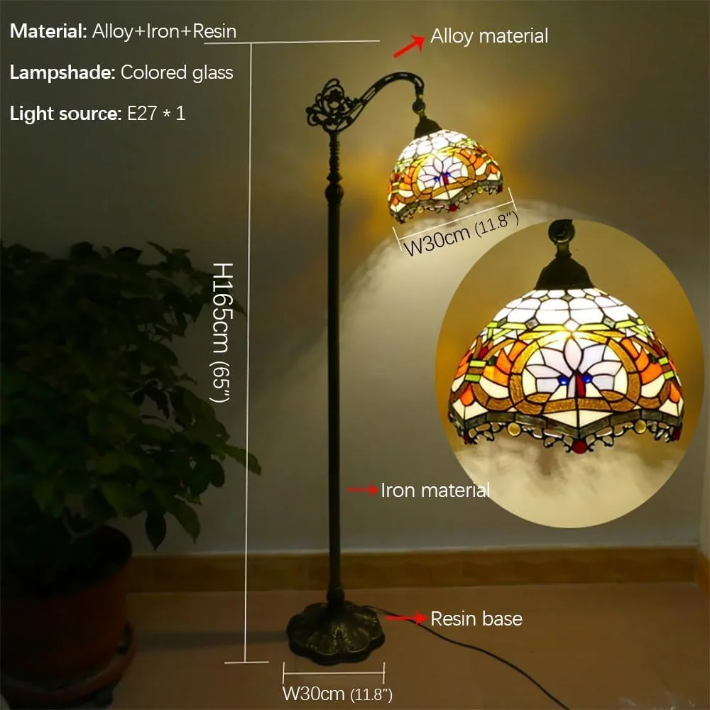 چراغ ایستاده رترو آمریکایی لوکس اروپایی اتاق نشیمن اتاق خواب ویلا هتل شیشه رنگی دکوراتیو (F) چراغ ایستاده رترو آمریکایی لوکس اروپایی اتاق نشیمن اتاق خواب ویلا هتل شیشه رنگی دکوراتیو (F)