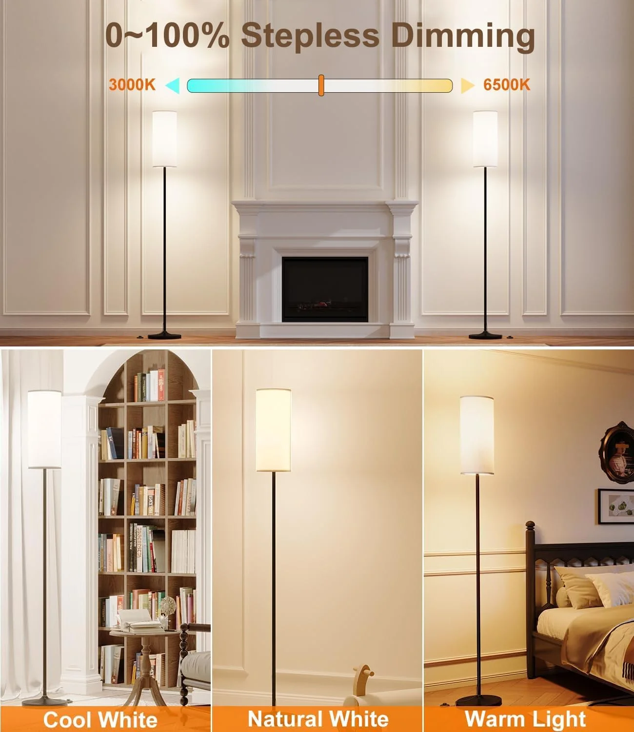 چراغ ایستاده آمیناک برای اتاق نشیمن - چراغ کف مدرن ایستاده با کنترل از راه دور، چراغ اتاق خواب LED برای هتل مطالعه، 4 دمای رنگ قابل تنظیم، سایه پارچه ای مشکی چراغ ایستاده آمیناک برای اتاق نشیمن - چراغ کف مدرن ایستاده با کنترل از راه دور، چراغ اتاق خواب LED برای هتل مطالعه، 4 دمای رنگ قابل تنظیم، سایه پارچه ای مشکی