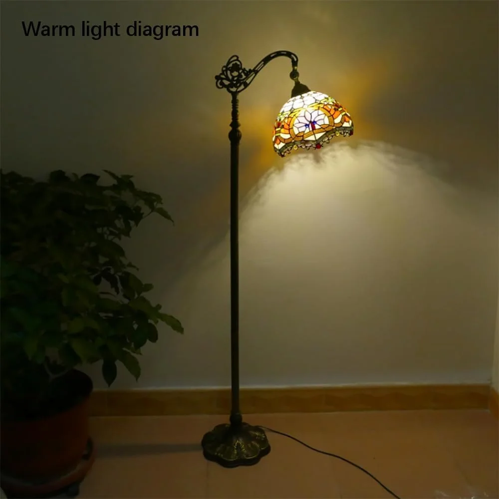 چراغ ایستاده رترو آمریکایی لوکس اروپایی اتاق نشیمن اتاق خواب ویلا هتل شیشه رنگی دکوراتیو (F) چراغ ایستاده رترو آمریکایی لوکس اروپایی اتاق نشیمن اتاق خواب ویلا هتل شیشه رنگی دکوراتیو (F)