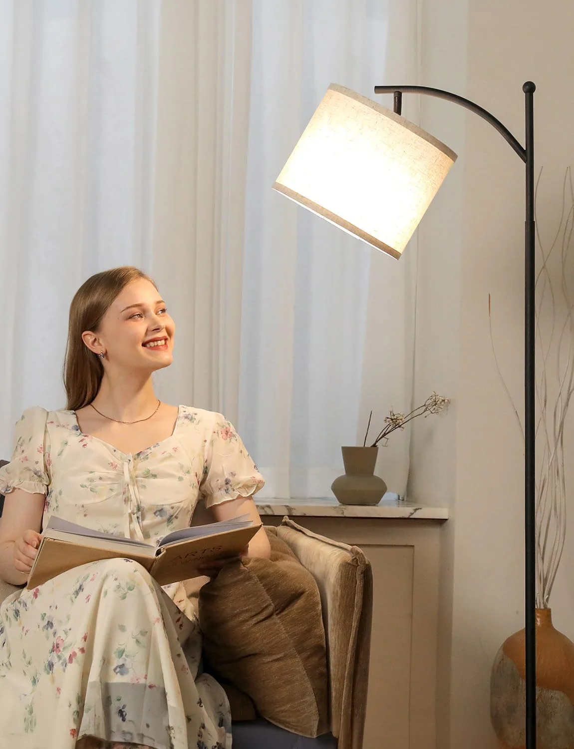 آباژور ایستاده Ambimall برای اتاق نشیمن با 3 دمای رنگ، چراغ ایستاده بلند با سایه پارچه ای کتانی قابل تنظیم، چراغ های بلند برای اتاق نشیمن، اتاق خواب، دفتر، کلاس درس، اتاق خوابگاه، شامل لامپ 9 واتی آباژور ایستاده Ambimall برای اتاق نشیمن با 3 دمای رنگ، چراغ ایستاده بلند با سایه پارچه ای کتانی قابل تنظیم، چراغ های بلند برای اتاق نشیمن، اتاق خواب، دفتر، کلاس درس، اتاق خوابگاه، شامل لامپ 9 واتی