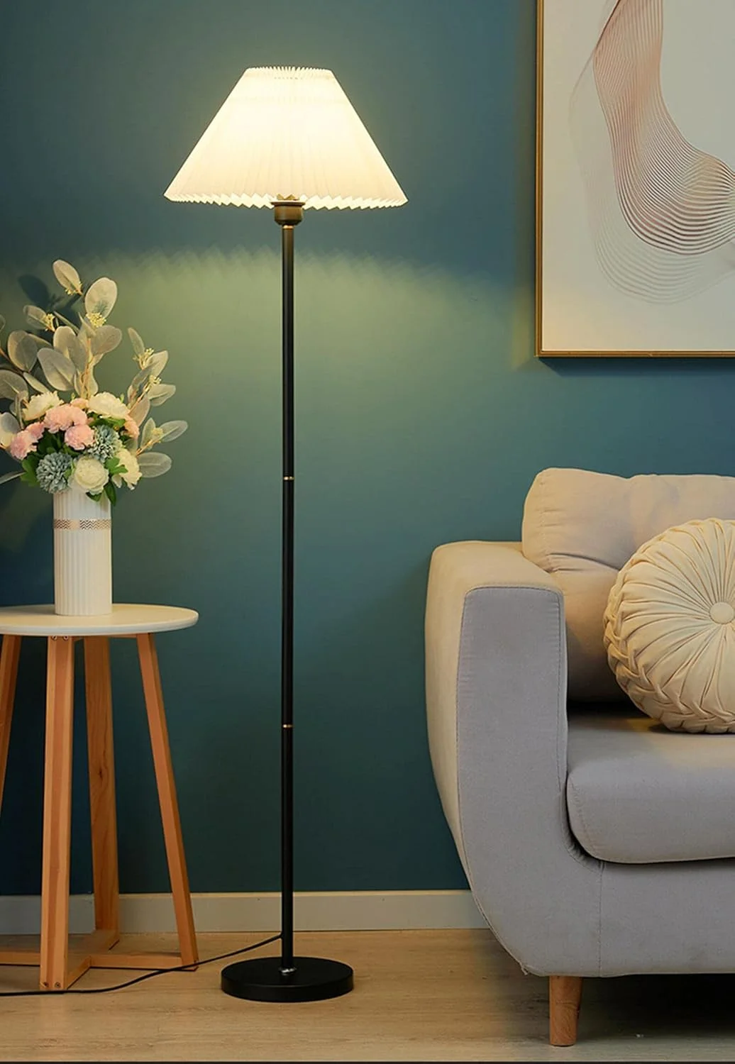 چراغ ایستاده مشکی آمگولیبی، طراحی ساده، چراغ بلند با کلاهک، چراغ پایه دار با لامپ LED برای اتاق نشیمن و اتاق خواب چراغ ایستاده مشکی آمگولیبی، طراحی ساده، چراغ بلند با کلاهک، چراغ پایه دار با لامپ LED برای اتاق نشیمن و اتاق خواب