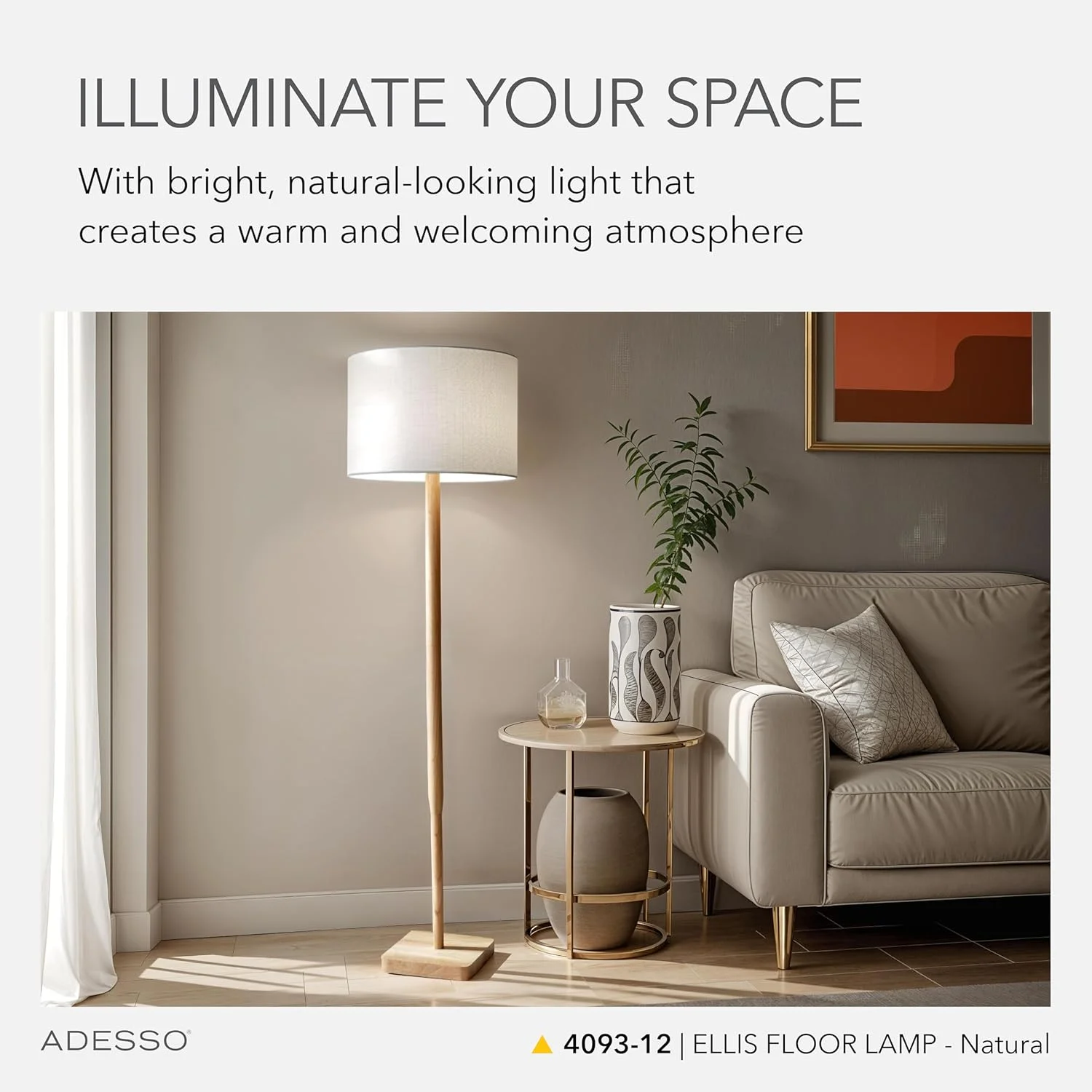 آباژور ایستاده تک شعله انتقالی Adesso Home 4093-12 از مجموعه Ellis با روکش برنزی/تیره، طبیعی آباژور ایستاده تک شعله انتقالی Adesso Home 4093-12 از مجموعه Ellis با روکش برنزی/تیره، طبیعی