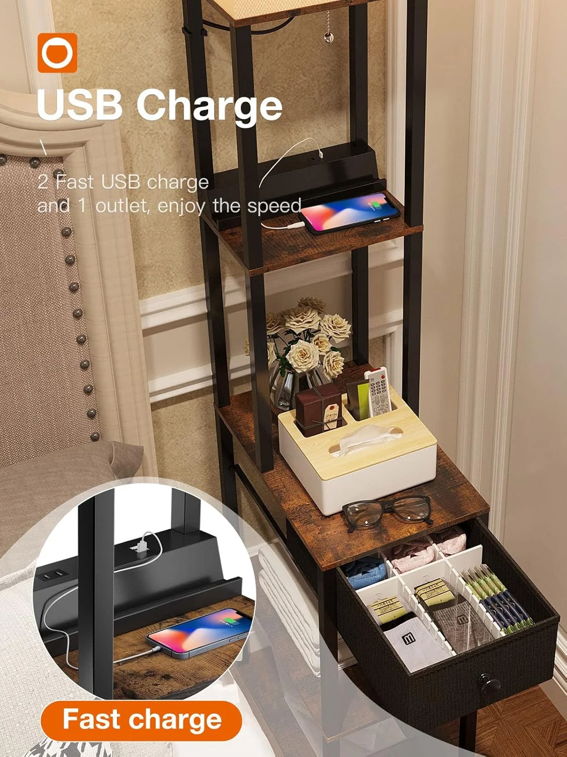 چراغ ایستاده Addlon برای اتاق نشیمن، چراغ با 2 پورت USB، پریز برق و کشو، لامپ LED با 3 دمای رنگی به همراه کلاهک سفید - چراغ ایستاده نمایشگر با قفسه برای اتاق خواب و دفتر کار - طرح قدیمی چراغ ایستاده Addlon برای اتاق نشیمن، چراغ با 2 پورت USB، پریز برق و کشو، لامپ LED با 3 دمای رنگی به همراه کلاهک سفید - چراغ ایستاده نمایشگر با قفسه برای اتاق خواب و دفتر کار - طرح قدیمی