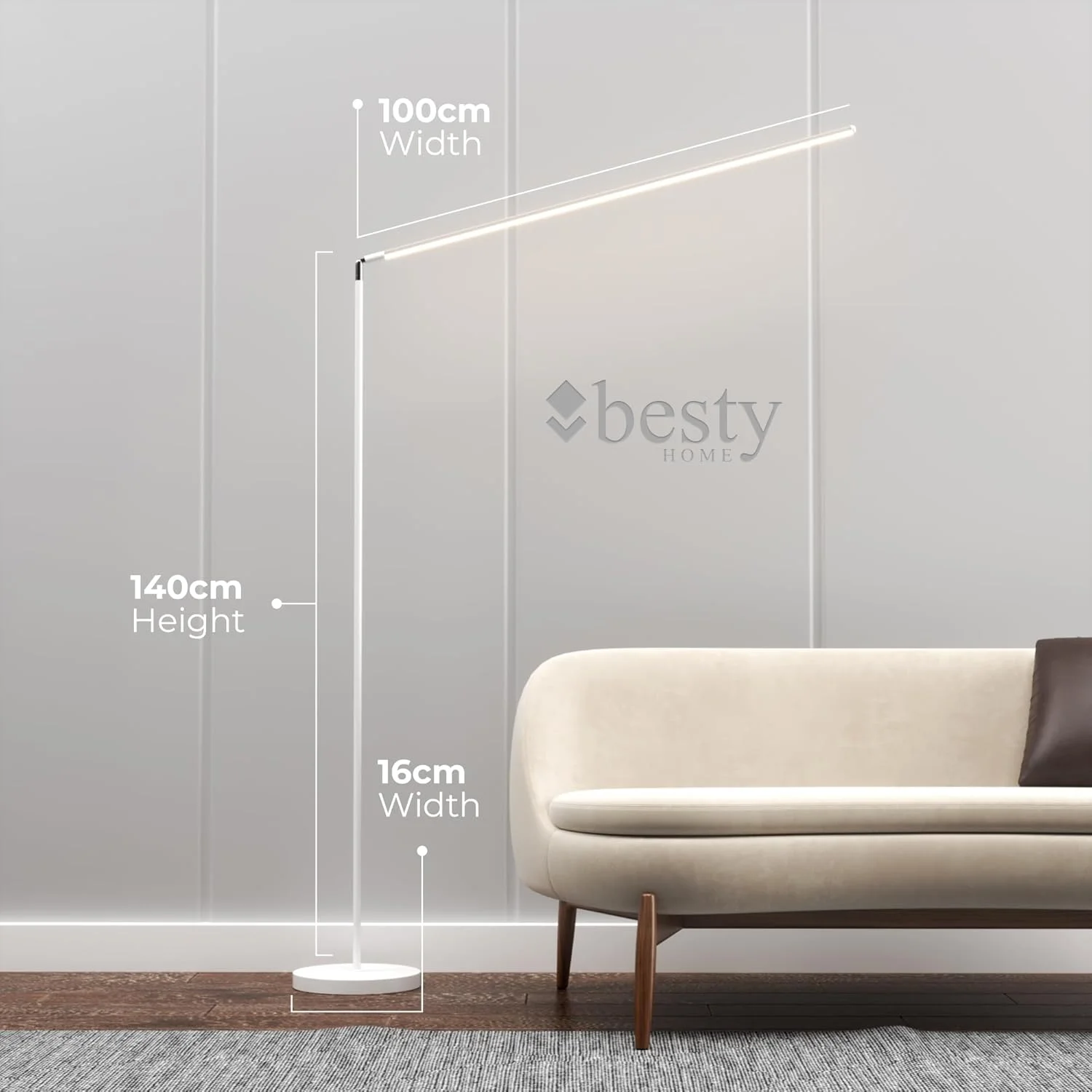 چراغ ایستاده LED گوشه ای، 260 درجه قابل تنظیم 1800LM دیمر دار BESTY HOME، چراغ های ایستاده مینیمالیستی روشن با کنترل از راه دور، نور مدرن 2200K-6000K، چراغ ایستاده 140 سانتی متری برای اتاق نشیمن، دفتر (سفید) چراغ ایستاده LED گوشه ای، 260 درجه قابل تنظیم 1800LM دیمر دار BESTY HOME، چراغ های ایستاده مینیمالیستی روشن با کنترل از راه دور، نور مدرن 2200K-6000K، چراغ ایستاده 140 سانتی متری برای اتاق نشیمن، دفتر (سفید)