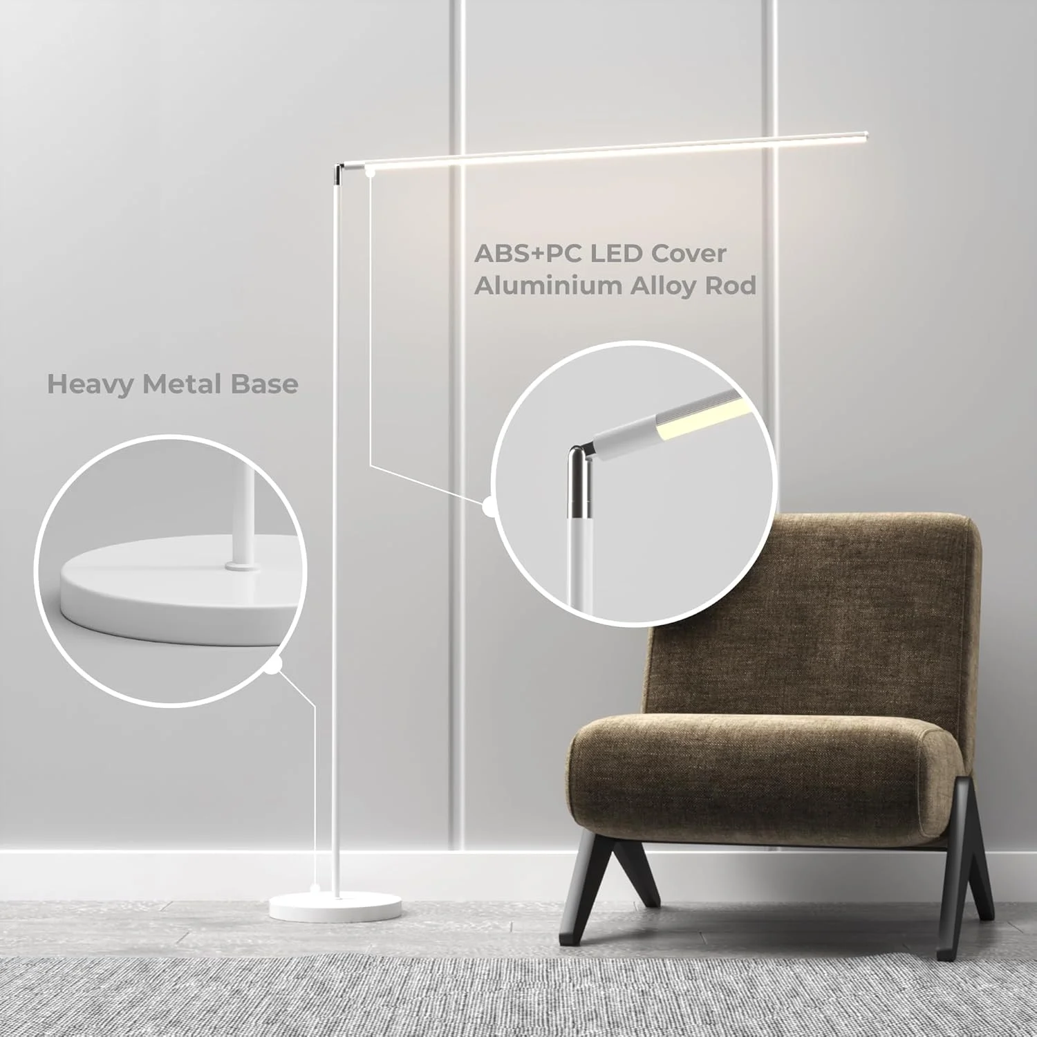 چراغ ایستاده LED گوشه ای، 260 درجه قابل تنظیم 1800LM دیمر دار BESTY HOME، چراغ های ایستاده مینیمالیستی روشن با کنترل از راه دور، نور مدرن 2200K-6000K، چراغ ایستاده 140 سانتی متری برای اتاق نشیمن، دفتر (سفید) چراغ ایستاده LED گوشه ای، 260 درجه قابل تنظیم 1800LM دیمر دار BESTY HOME، چراغ های ایستاده مینیمالیستی روشن با کنترل از راه دور، نور مدرن 2200K-6000K، چراغ ایستاده 140 سانتی متری برای اتاق نشیمن، دفتر (سفید)