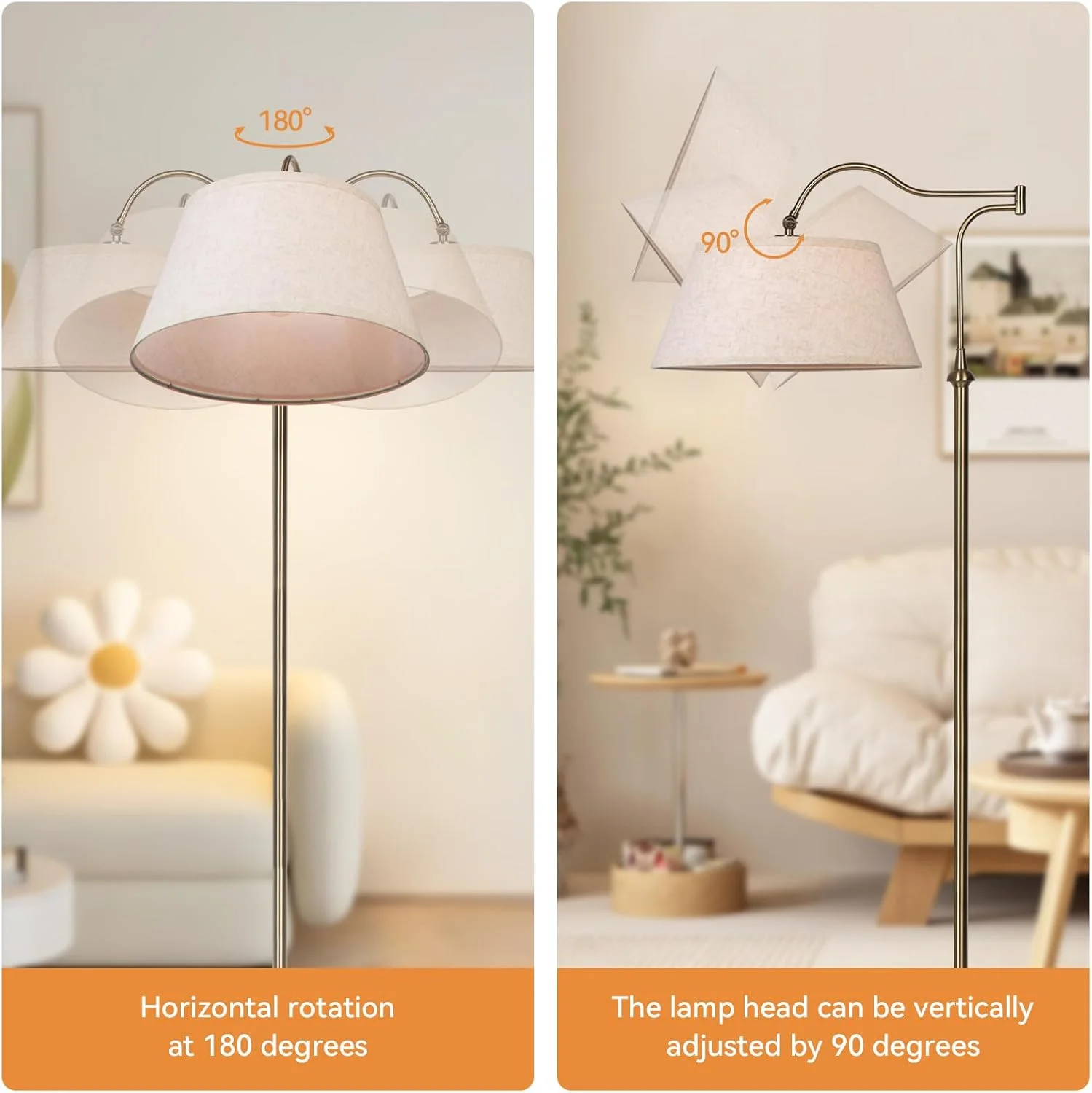 چراغ ایستاده برنجی برای اتاق نشیمن با بازوهای قابل تنظیم 180 درجه، آباژور پارچه ای کتان بژ، چراغ ایستاده اواسط قرن برای اتاق خواب، دفتر کار (برنزی) چراغ ایستاده برنجی برای اتاق نشیمن با بازوهای قابل تنظیم 180 درجه، آباژور پارچه ای کتان بژ، چراغ ایستاده اواسط قرن برای اتاق خواب، دفتر کار (برنزی)