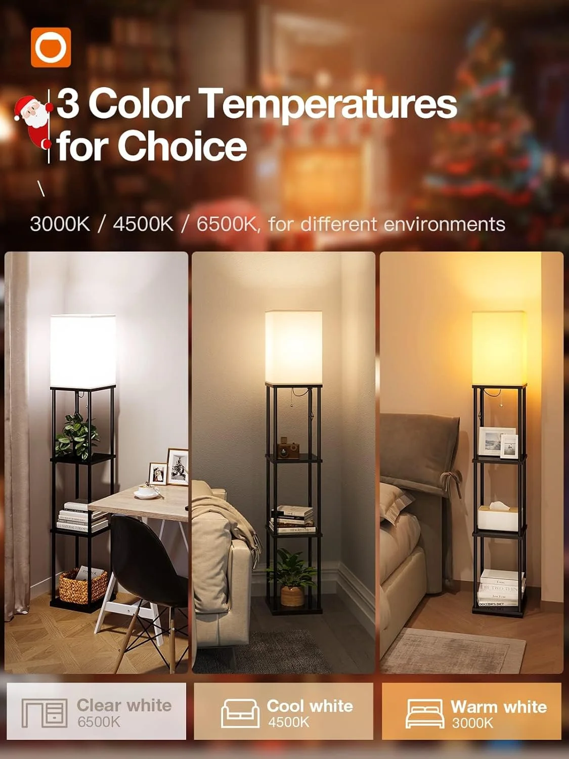 چراغ ایستاده قفسه دار addlon، چراغ ایستاده مدرن 4 طبقه با لامپ LED 3CCT، چراغ نمایش برای اتاق نشیمن، اتاق خواب و دفتر - مشکی چراغ ایستاده قفسه دار addlon، چراغ ایستاده مدرن 4 طبقه با لامپ LED 3CCT، چراغ نمایش برای اتاق نشیمن، اتاق خواب و دفتر - مشکی