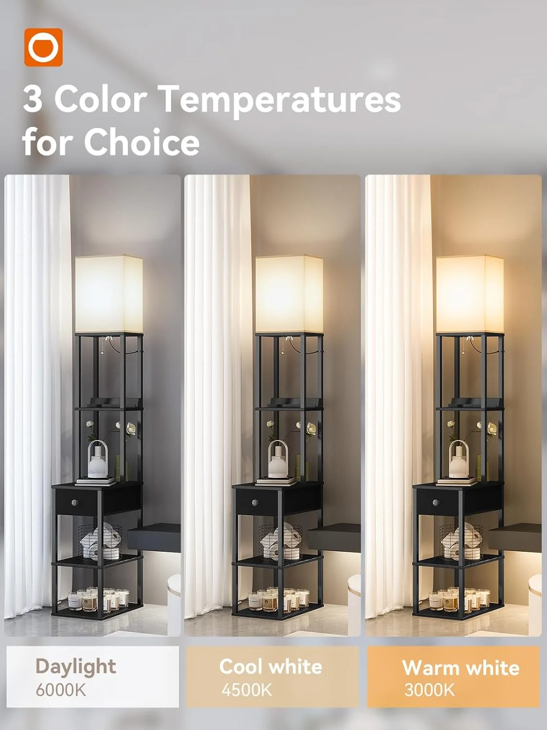 چراغ ایستاده addlon با 2 پورت USB، 1 پریز برق و کشو، لامپ LED با 3 دمای رنگ (9 وات)، چراغ کنار مبلی با آباژور سفید، چراغ ایستاده نمایشگر با قفسه برای اتاق نشیمن، اتاق خواب و دفتر کار - مشکی چراغ ایستاده addlon با 2 پورت USB، 1 پریز برق و کشو، لامپ LED با 3 دمای رنگ (9 وات)، چراغ کنار مبلی با آباژور سفید، چراغ ایستاده نمایشگر با قفسه برای اتاق نشیمن، اتاق خواب و دفتر کار - مشکی