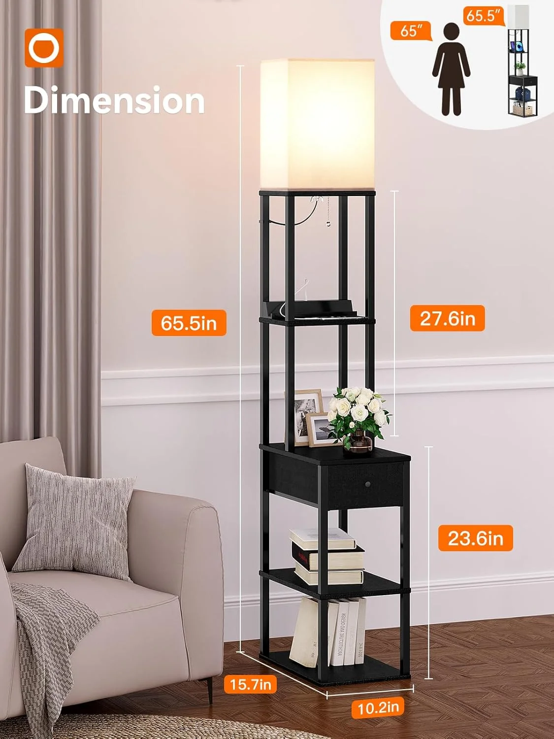 چراغ ایستاده addlon با 2 پورت USB، 1 پریز برق و کشو، لامپ LED با 3 دمای رنگ (9 وات)، چراغ کنار مبلی با آباژور سفید، چراغ ایستاده نمایشگر با قفسه برای اتاق نشیمن، اتاق خواب و دفتر کار - مشکی چراغ ایستاده addlon با 2 پورت USB، 1 پریز برق و کشو، لامپ LED با 3 دمای رنگ (9 وات)، چراغ کنار مبلی با آباژور سفید، چراغ ایستاده نمایشگر با قفسه برای اتاق نشیمن، اتاق خواب و دفتر کار - مشکی