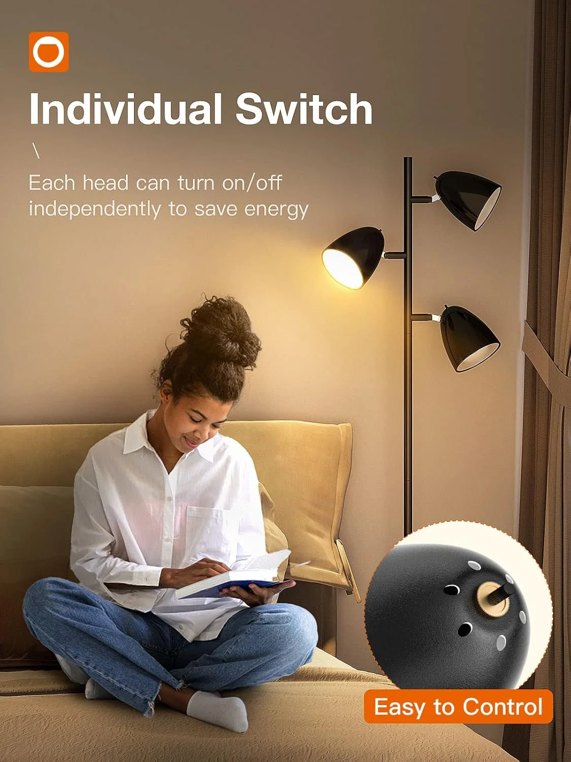 چراغ ایستاده سه شاخه Addlon با 3 نور قابل تنظیم و چرخشی و لامپ های LED هماهنگ، چراغ های پایه بلند برای اتاق نشیمن، اتاق خواب، خانه، دفتر - مشکی چراغ ایستاده سه شاخه Addlon با 3 نور قابل تنظیم و چرخشی و لامپ های LED هماهنگ، چراغ های پایه بلند برای اتاق نشیمن، اتاق خواب، خانه، دفتر - مشکی