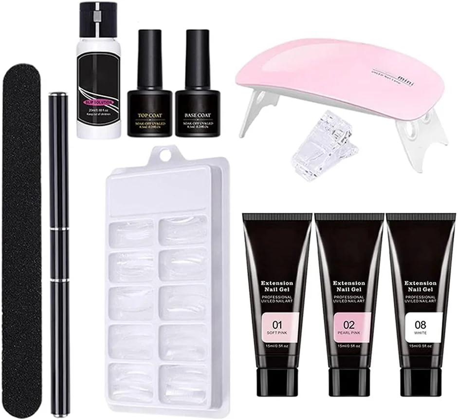 کیت ژل اکستنشن ناخن، لامپ ناخن ساز ژل مانیکور، محلول لغزنده تقویت کننده ناخن اکلیل دار همه در یک برای کیت مبتدی مانیکور ناخن 11 تکه استایل 7 کیت ژل اکستنشن ناخن، لامپ ناخن ساز ژل مانیکور، محلول لغزنده تقویت کننده ناخن اکلیل دار همه در یک برای کیت مبتدی مانیکور ناخن 11 تکه استایل 7