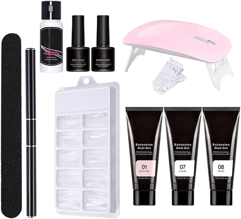 کیت ژل اکستنشن ناخن، لامپ ناخن ساز ژل مانیکور، محلول لغزنده تقویت کننده ناخن اکلیل دار همه در یک برای کیت مبتدی مانیکور ناخن 11 تکه Style6 کیت ژل اکستنشن ناخن، لامپ ناخن ساز ژل مانیکور، محلول لغزنده تقویت کننده ناخن اکلیل دار همه در یک برای کیت مبتدی مانیکور ناخن 11 تکه Style6