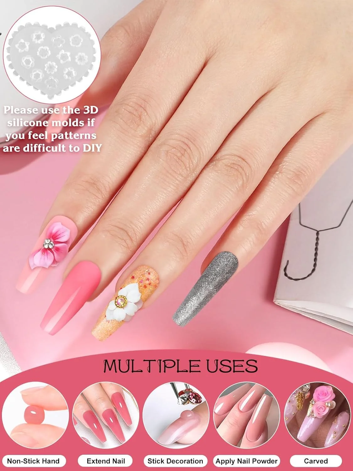 ژل سخت سازنده ناخن EBANKU، 6 رنگ ژل سازنده جامد غیر چسبنده برای اکستنشن ناخن، کیت ژل اکستنشن ناخن با قالب سیلیکونی برای سالن ناخن ژل سخت سازنده ناخن EBANKU، 6 رنگ ژل سازنده جامد غیر چسبنده برای اکستنشن ناخن، کیت ژل اکستنشن ناخن با قالب سیلیکونی برای سالن ناخن