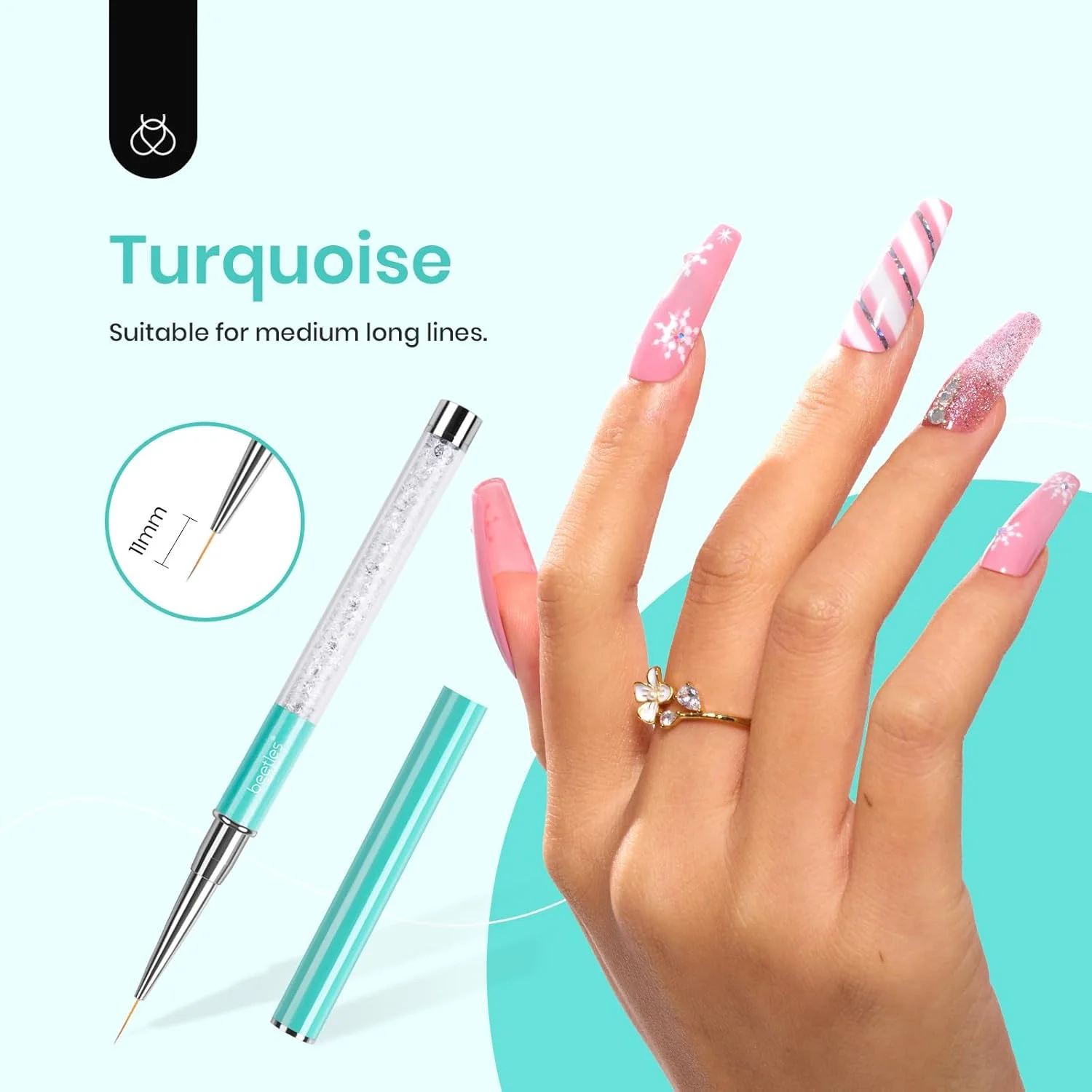 ست قلموهای طراحی ناخن، ابزار طراحی و نقاشی لاک ژل با قلمو ژل اکستنشن ناخن، قلمو ژل بیلدر، قلمو لاینر طراحی ناخن و قلم داتینگ ناخن برای استفاده در سالن و طراحی ناخن در خانه