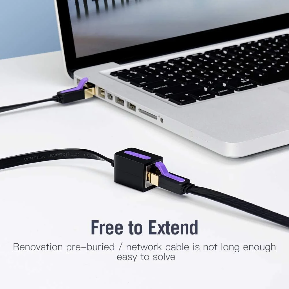 کابل افزایش طول اترنت RJ45 Cat7، کابل افزایش طول شبکه VENTION Cat7، کابل پچ افزایش طول RJ45، کانکتور نر به مادگی محافظ دار (1 متر/3 فوت)