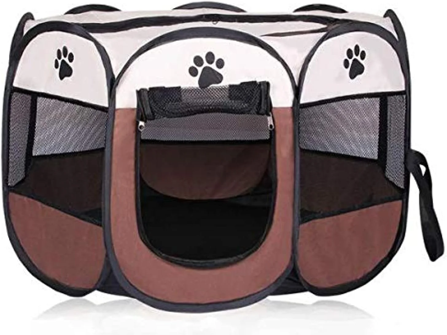 محوطه بازی تاشو حیوانات خانگی مامو بیر، مناسب سگ، گربه، خرگوش و خوکچه هندی، کوچک، قهوه ای