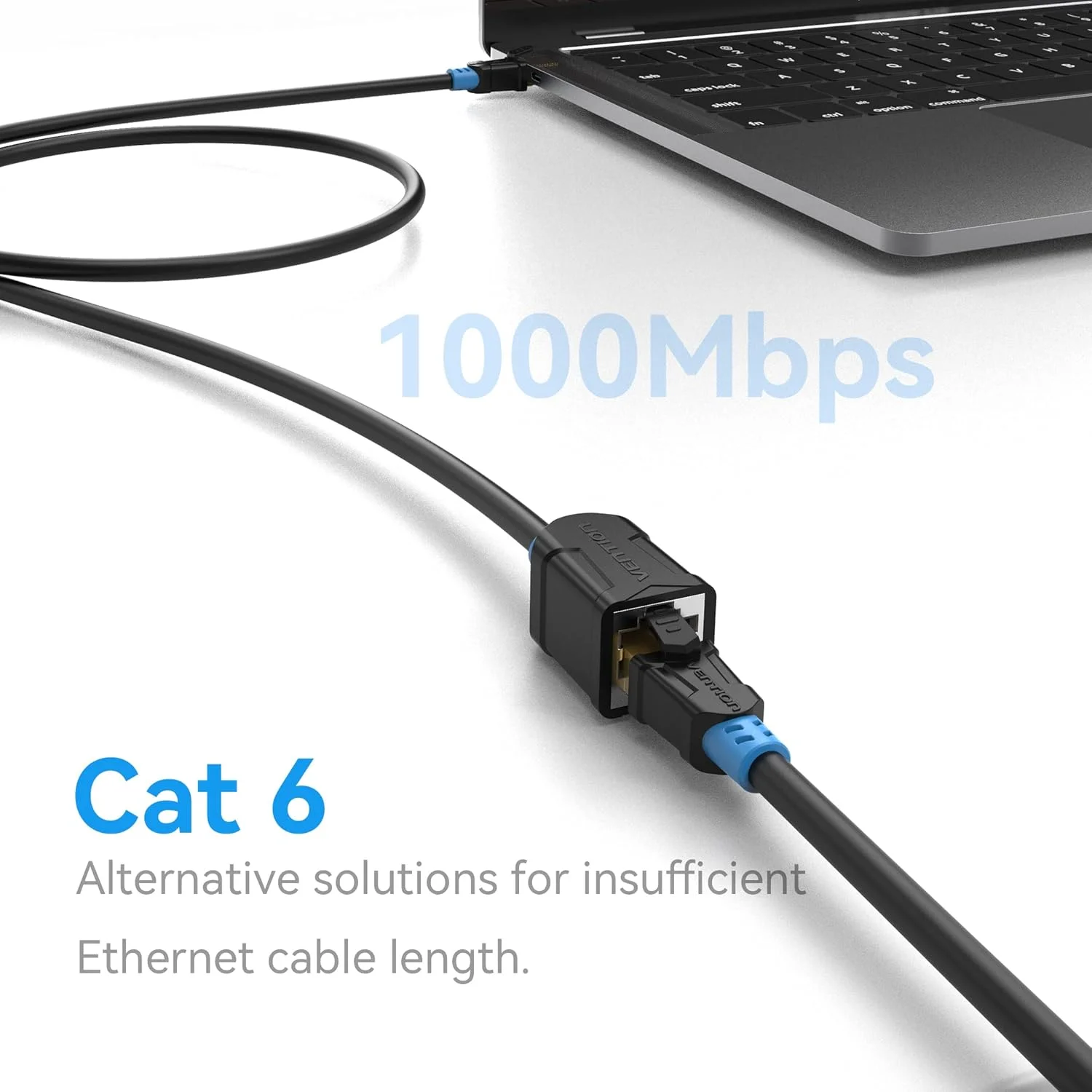 کابل افزایش طول اترنت Cat 6 وِنشن، 2 متری، کابل افزایش طول Cat6 RJ45 نر به ماده، کابل شبکه محافظ دار، اتصال دهنده LAN کامپیوتر، کابل پچ SSTP - تصویر 2