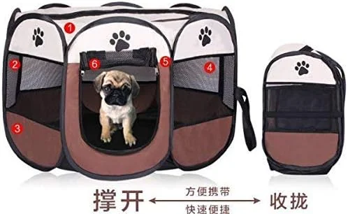 محوطه بازی تاشو حیوانات خانگی مامو بیر، مناسب سگ، گربه، خرگوش و خوکچه هندی، کوچک، قهوه ای محوطه بازی تاشو حیوانات خانگی مامو بیر، مناسب سگ، گربه، خرگوش و خوکچه هندی، کوچک، قهوه ای