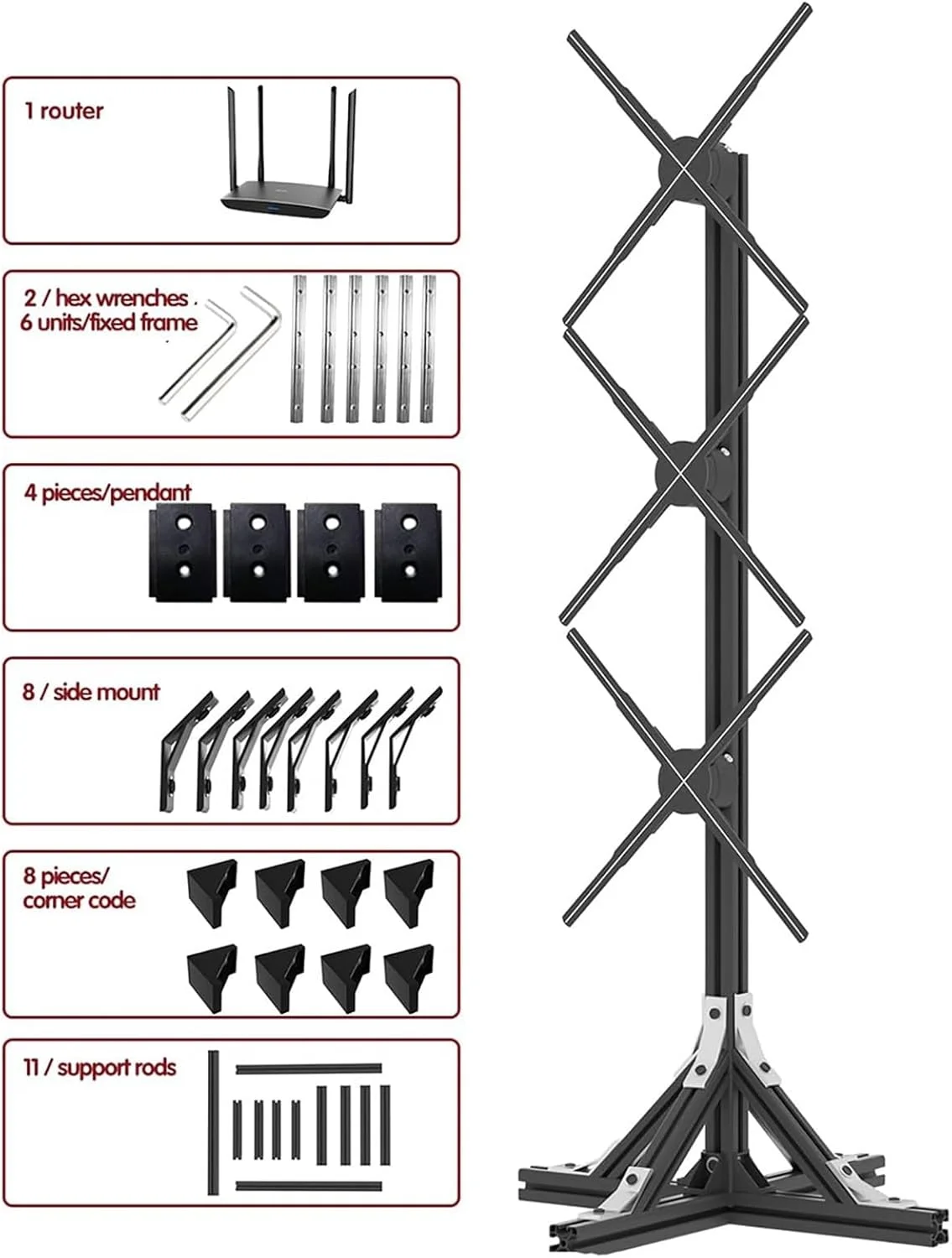 نمایشگر تبلیغاتی هولوگرافی WiFi، فن پروژکتور هولوگرام سه بعدی، نمایشگر فن هولوگرام سه بعدی با پایه برای تبلیغات، نمایشگر تبلیغاتی پروژکتور فن هولوگرام LED، دیوار انیمیشن ویدیویی 1X3