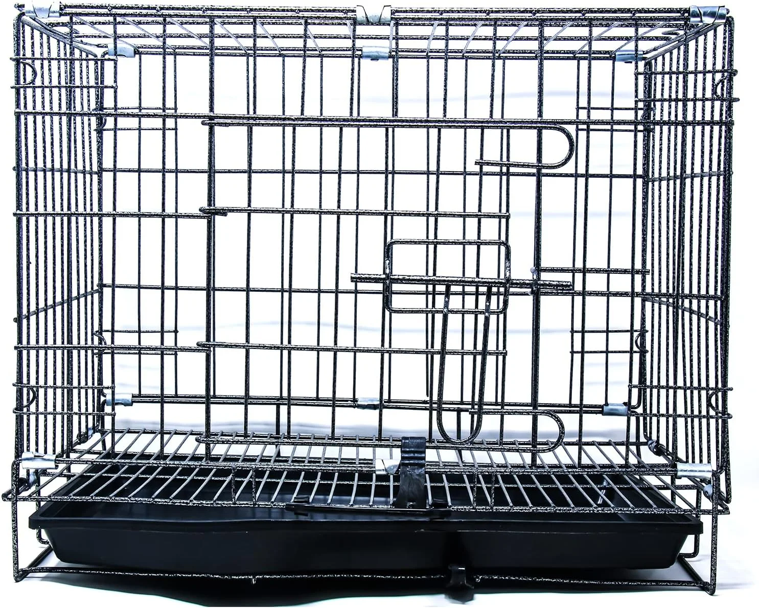 قفس سگ خانگی میدوست، رنگ مشکی با پوشش پودری، قفس فلزی تاشو ضد زنگ برای سگ های بزرگ و بالغ، طول 90 سانتی متر * عرض 56 سانتی متر * ارتفاع 56 سانتی متر