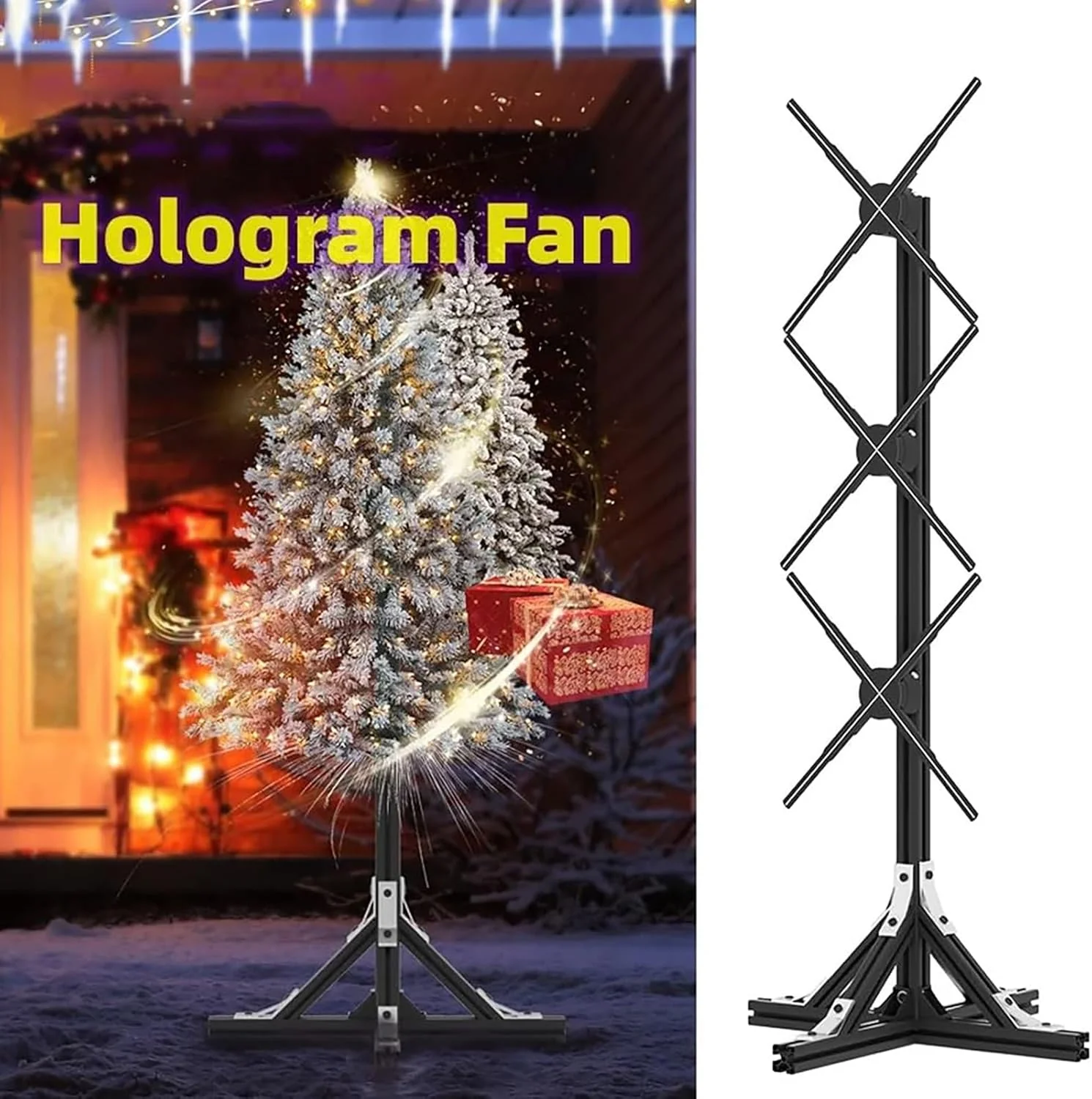 پروژکتور فن هولوگرام سه بعدی، تجهیزات تبلیغاتی متحرک چرخشی، نمایشگر فن هولوگرام سه بعدی با پایه برای تبلیغات، دیوار انیمیشن ویدیویی 1X3 برای فروشگاه های مرکز خرید